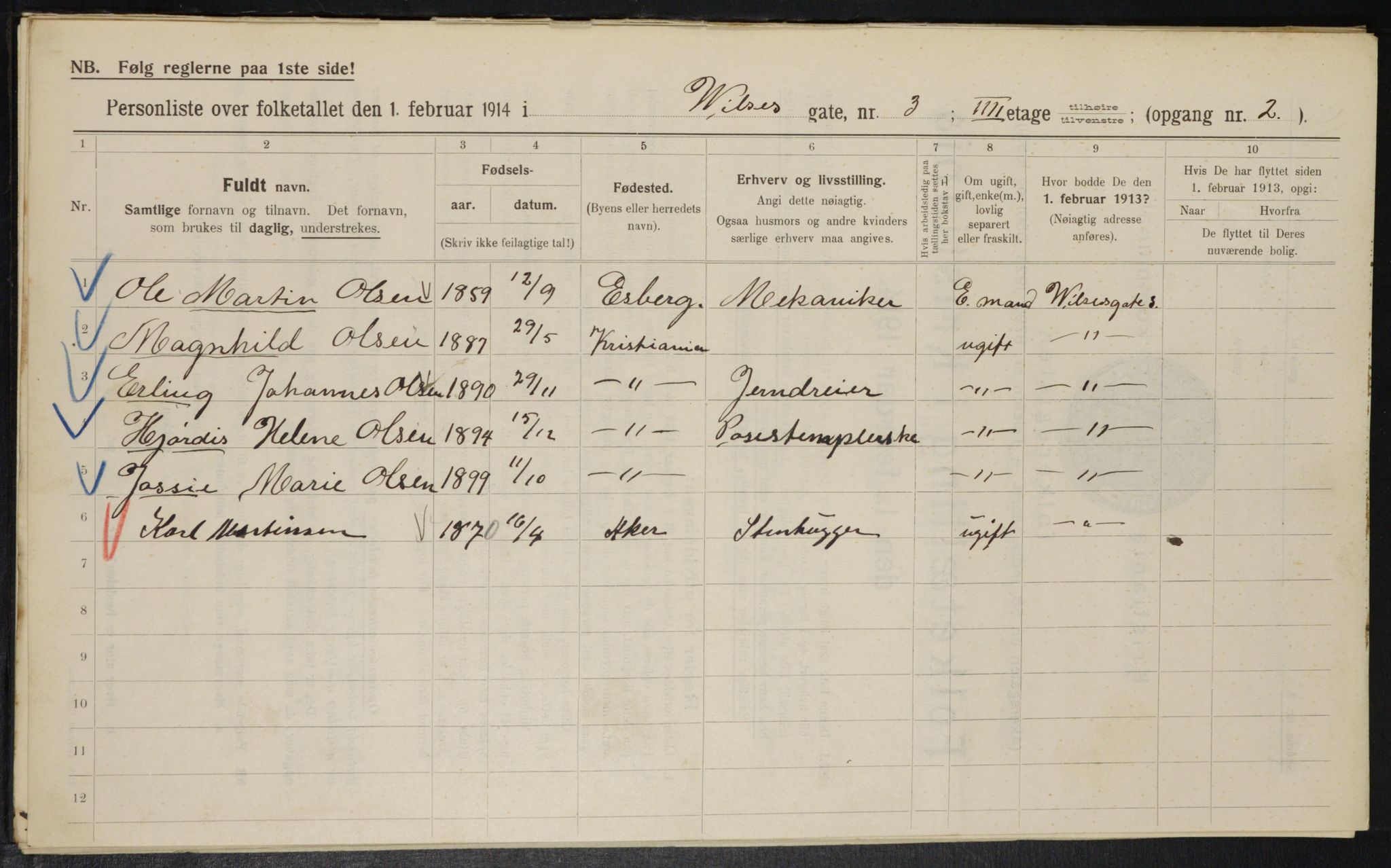 OBA, Municipal Census 1914 for Kristiania, 1914, p. 129327