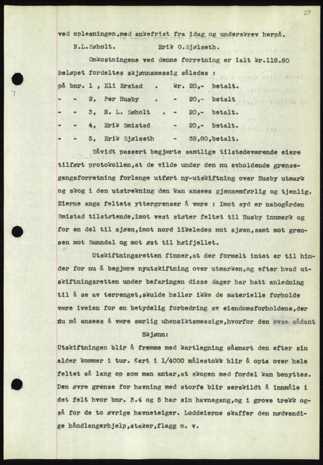 Nordmøre sorenskriveri, AV/SAT-A-4132/1/2/2Ca: Mortgage book no. A81, 1937-1937, Diary no: : 557/1937