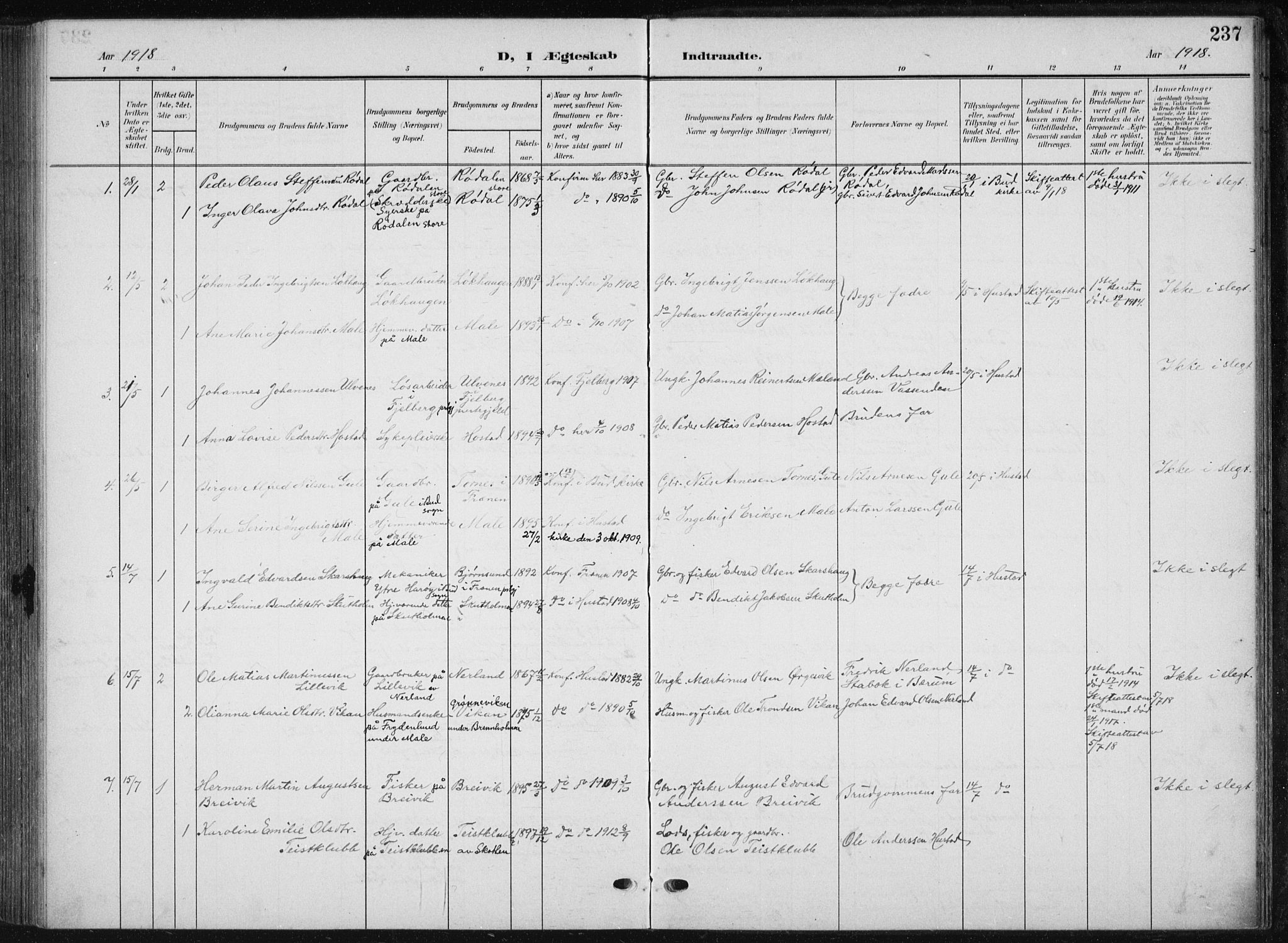 Ministerialprotokoller, klokkerbøker og fødselsregistre - Møre og Romsdal, AV/SAT-A-1454/567/L0784: Parish register (copy) no. 567C04, 1903-1938, p. 237