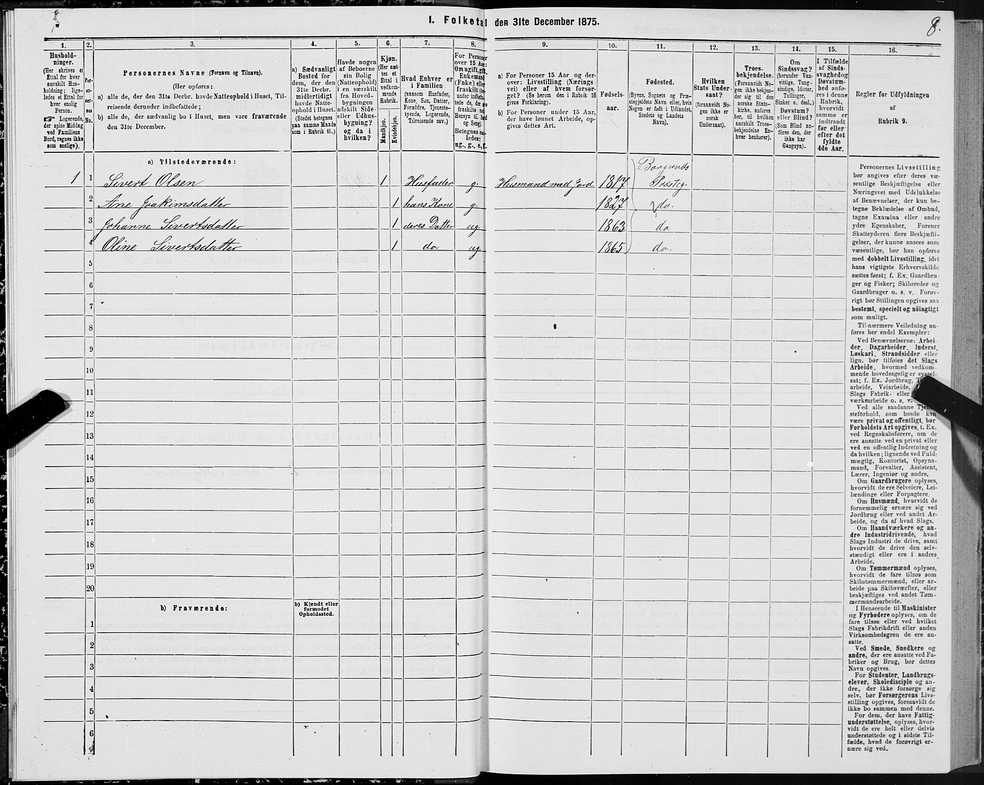 SAT, 1875 census for 1531P Borgund, 1875, p. 1008