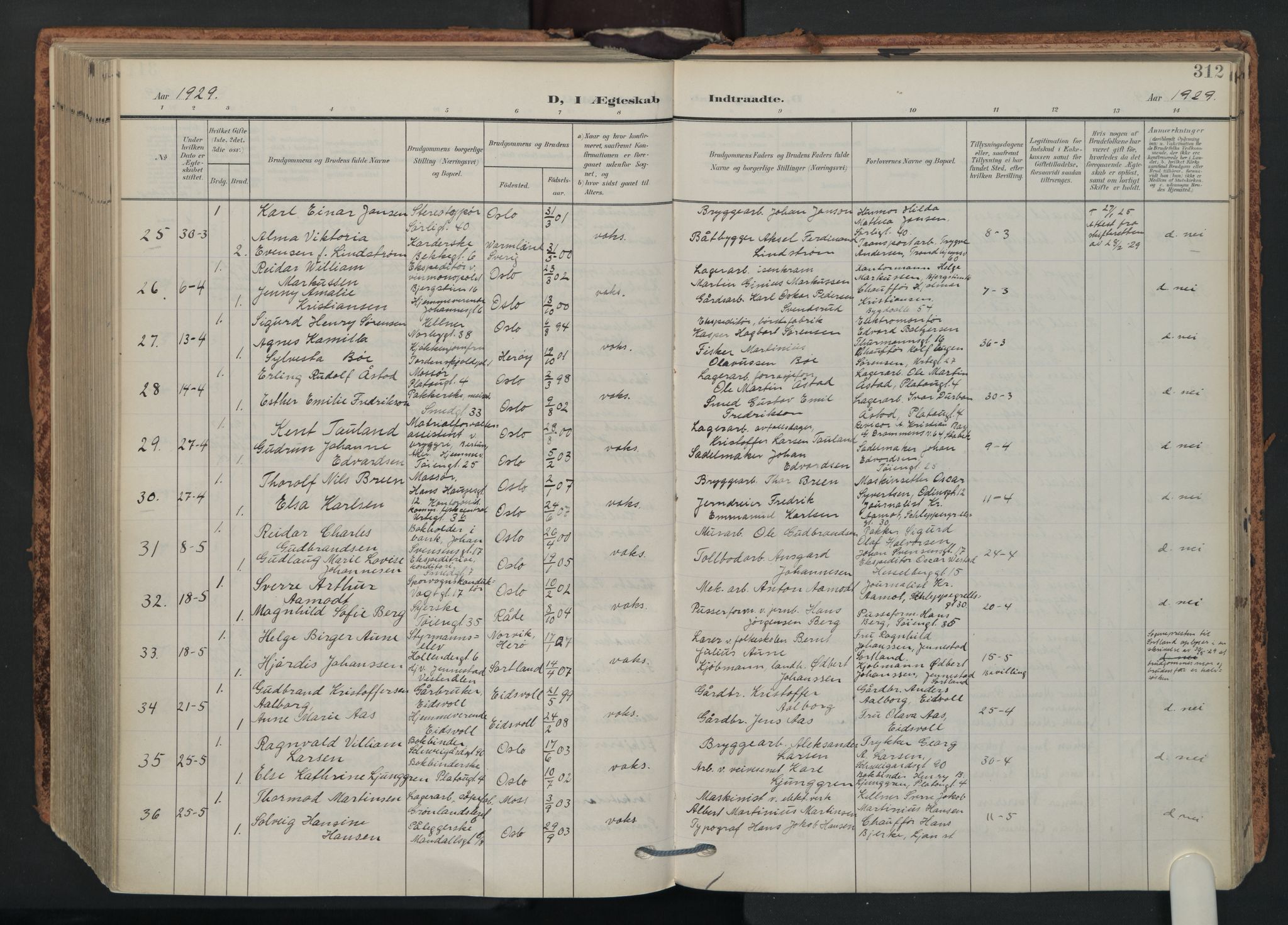 Grønland prestekontor Kirkebøker, SAO/A-10848/F/Fa/L0017: Parish register (official) no. 17, 1906-1934, p. 312