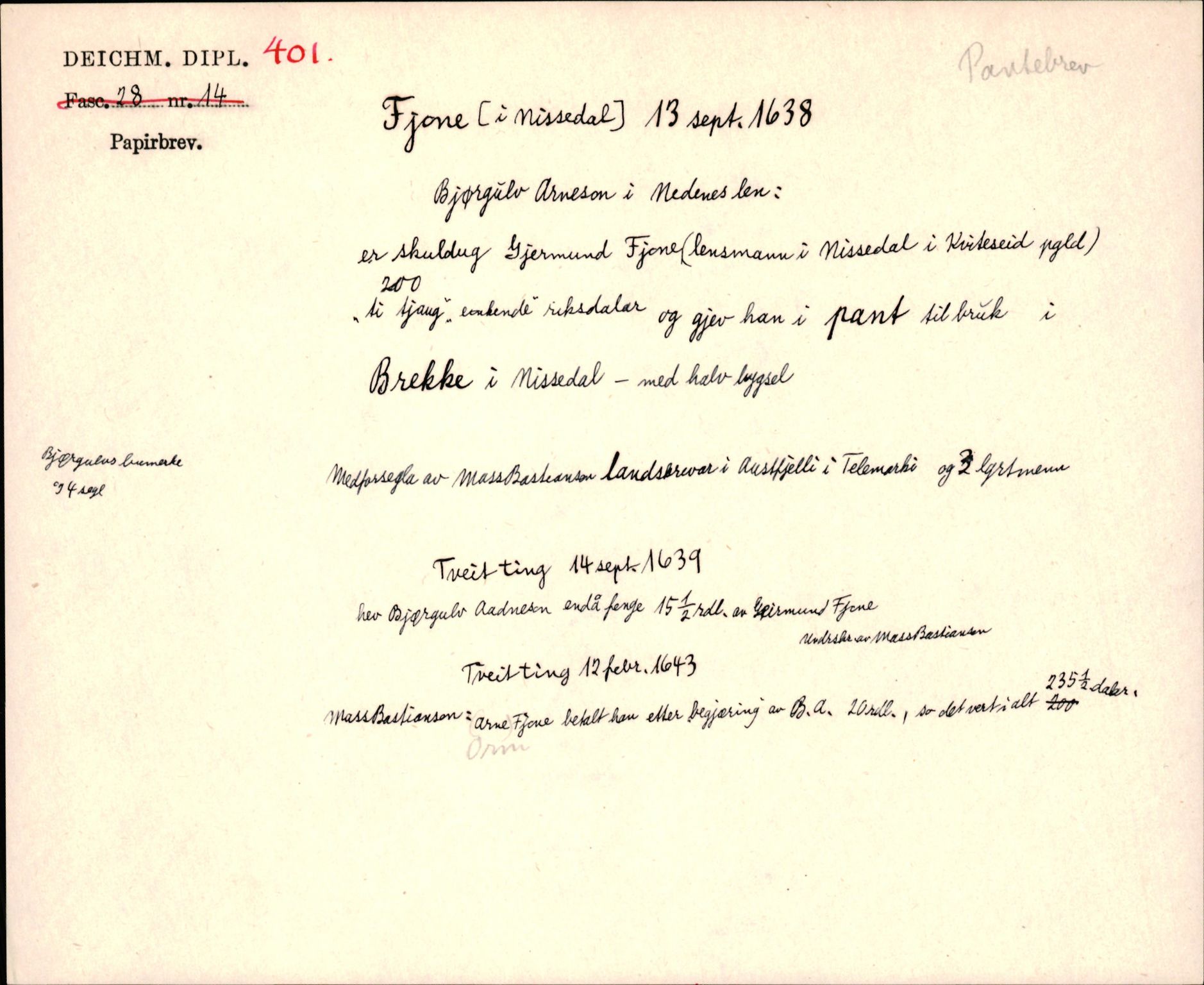 Riksarkivets diplomsamling, AV/RA-EA-5965/F35/F35j/L0001: Regestsedler: Deichmanske diplomer nr. 1-450, p. 841