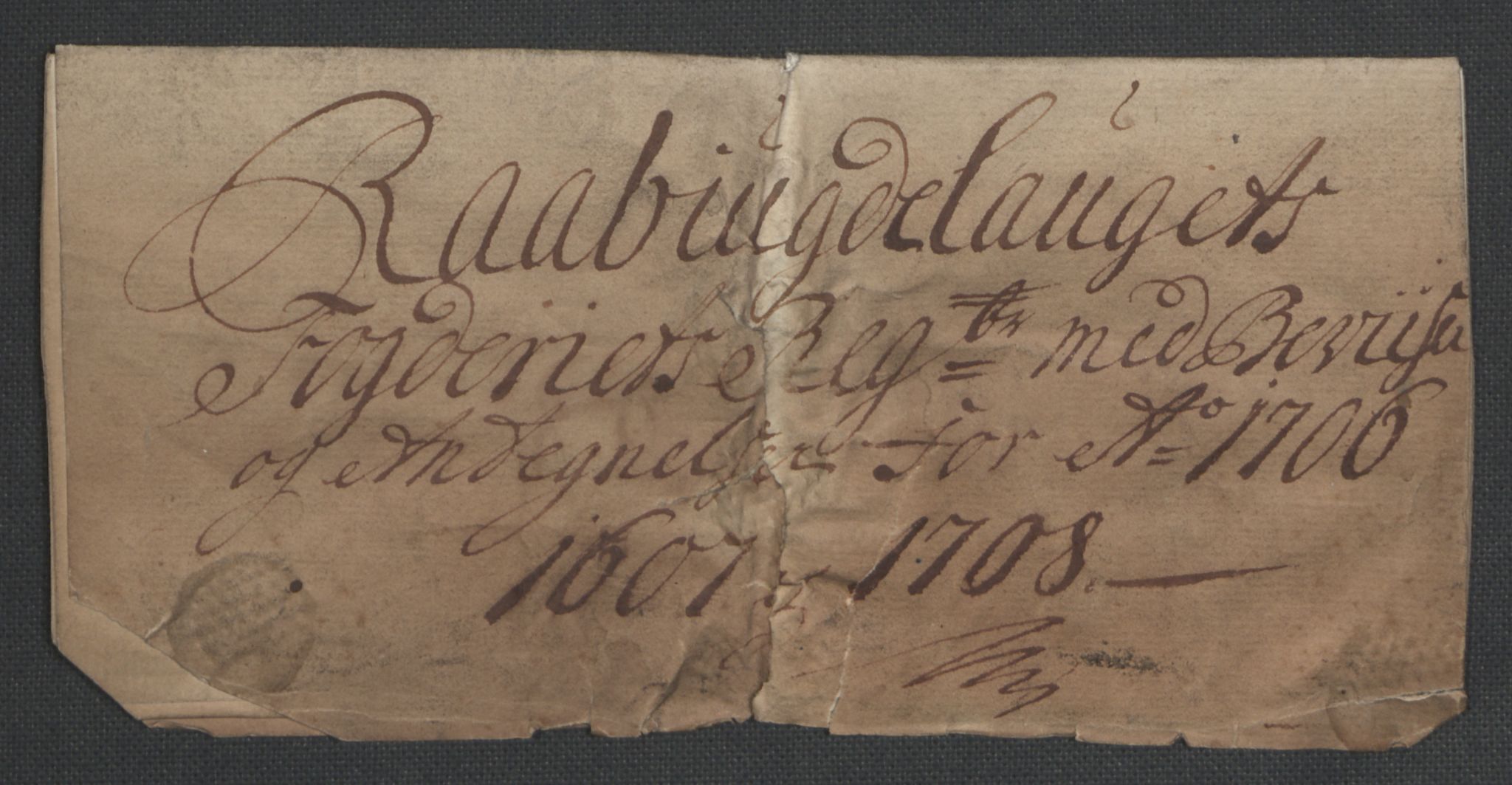 Rentekammeret inntil 1814, Reviderte regnskaper, Fogderegnskap, RA/EA-4092/R40/L2448: Fogderegnskap Råbyggelag, 1706-1708, p. 287