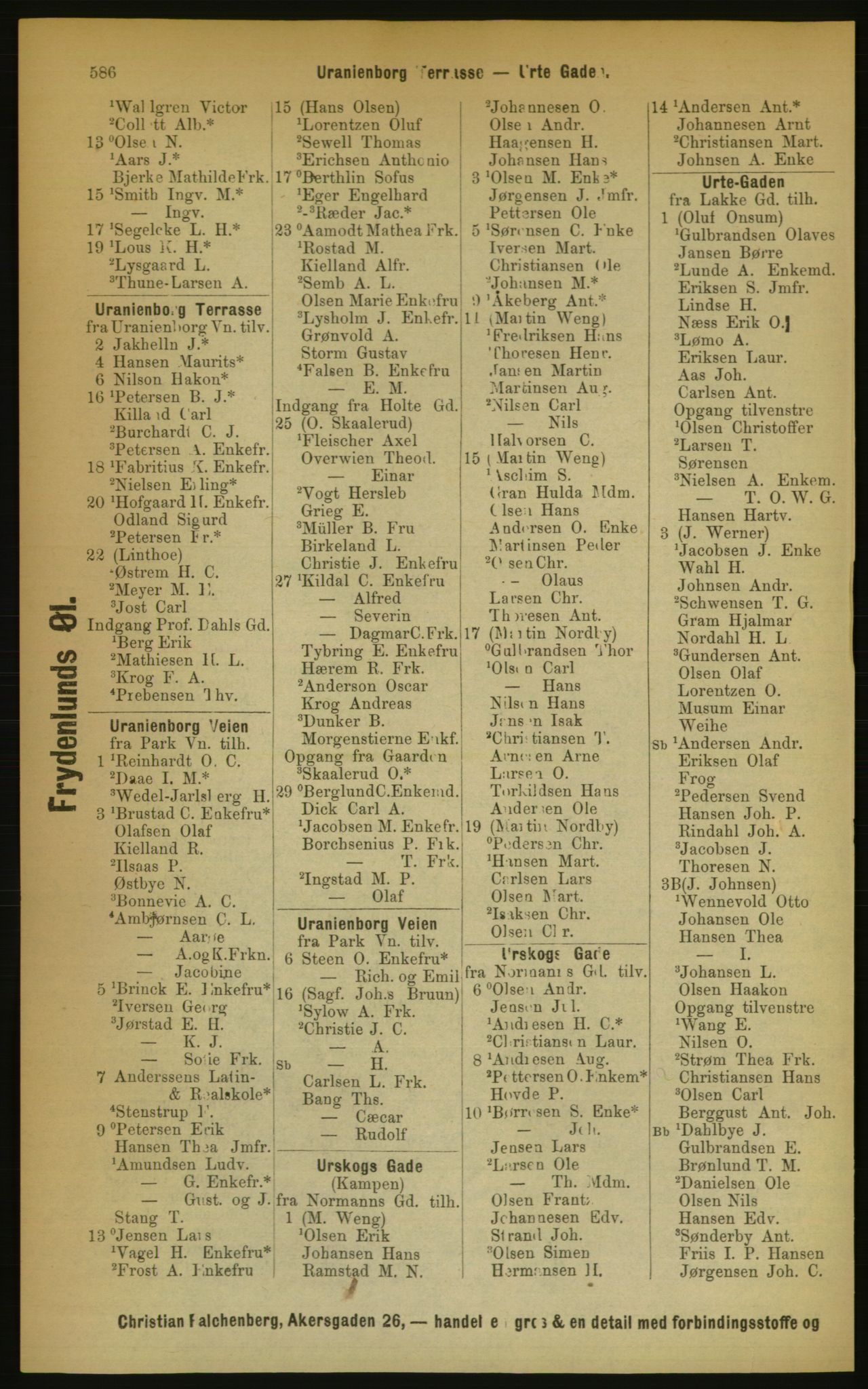 Kristiania/Oslo adressebok, PUBL/-, 1889, p. 586