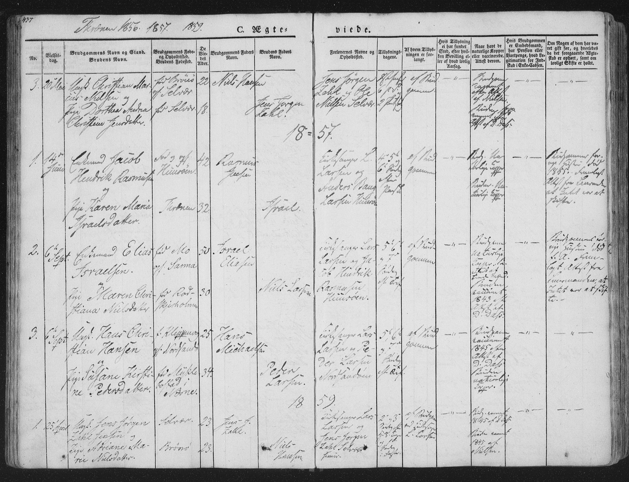 Ministerialprotokoller, klokkerbøker og fødselsregistre - Nordland, SAT/A-1459/839/L0566: Parish register (official) no. 839A03, 1825-1862, p. 437