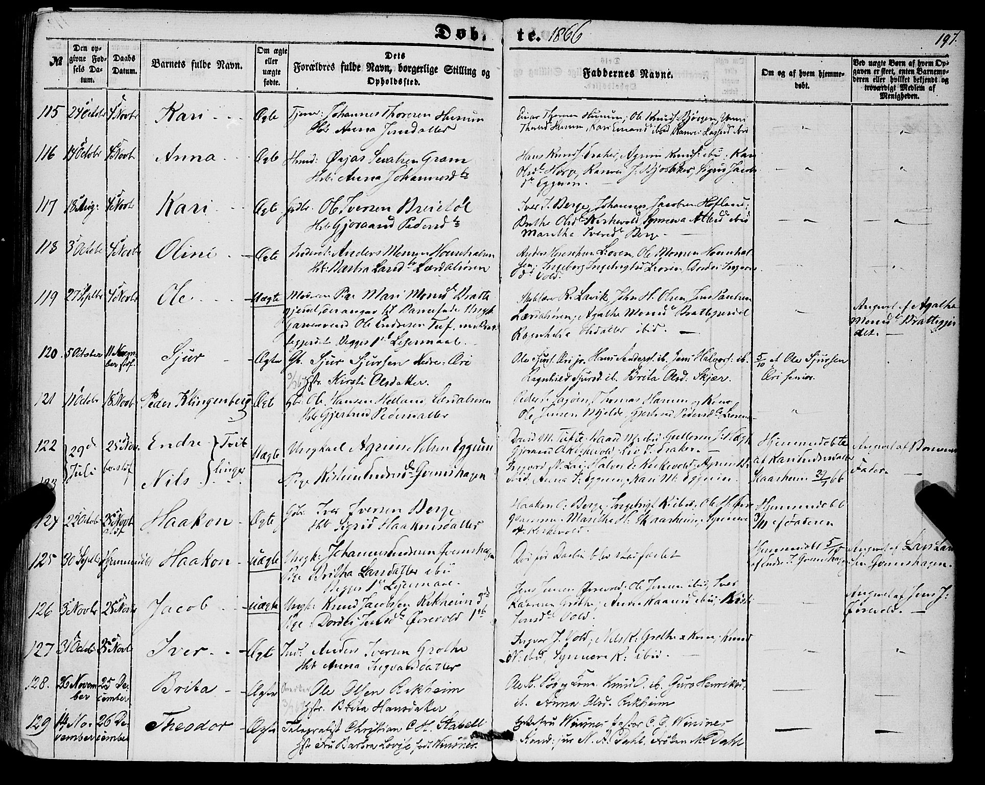 Lærdal sokneprestembete, AV/SAB-A-81201: Parish register (official) no. A 11, 1850-1866, p. 197