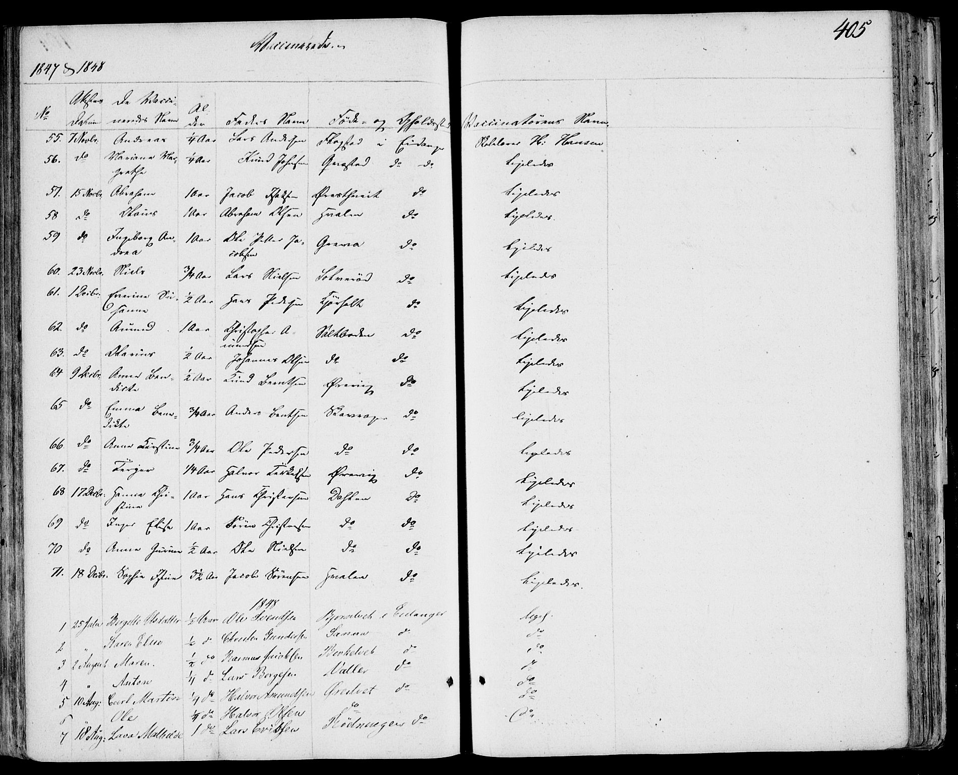 Eidanger kirkebøker, SAKO/A-261/F/Fa/L0008: Parish register (official) no. 8, 1831-1858, p. 405