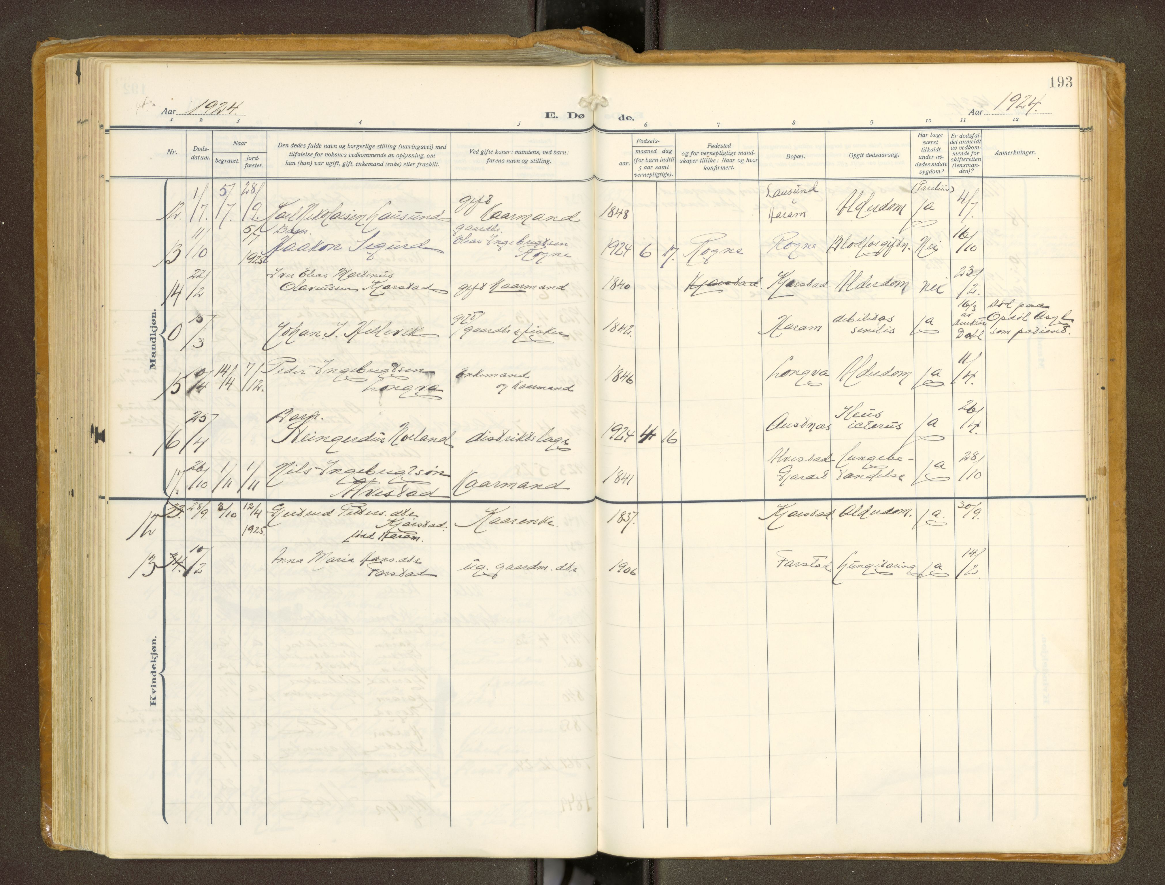 Ministerialprotokoller, klokkerbøker og fødselsregistre - Møre og Romsdal, AV/SAT-A-1454/536/L0518: Parish register (official) no. 536A--, 1914-1931, p. 193