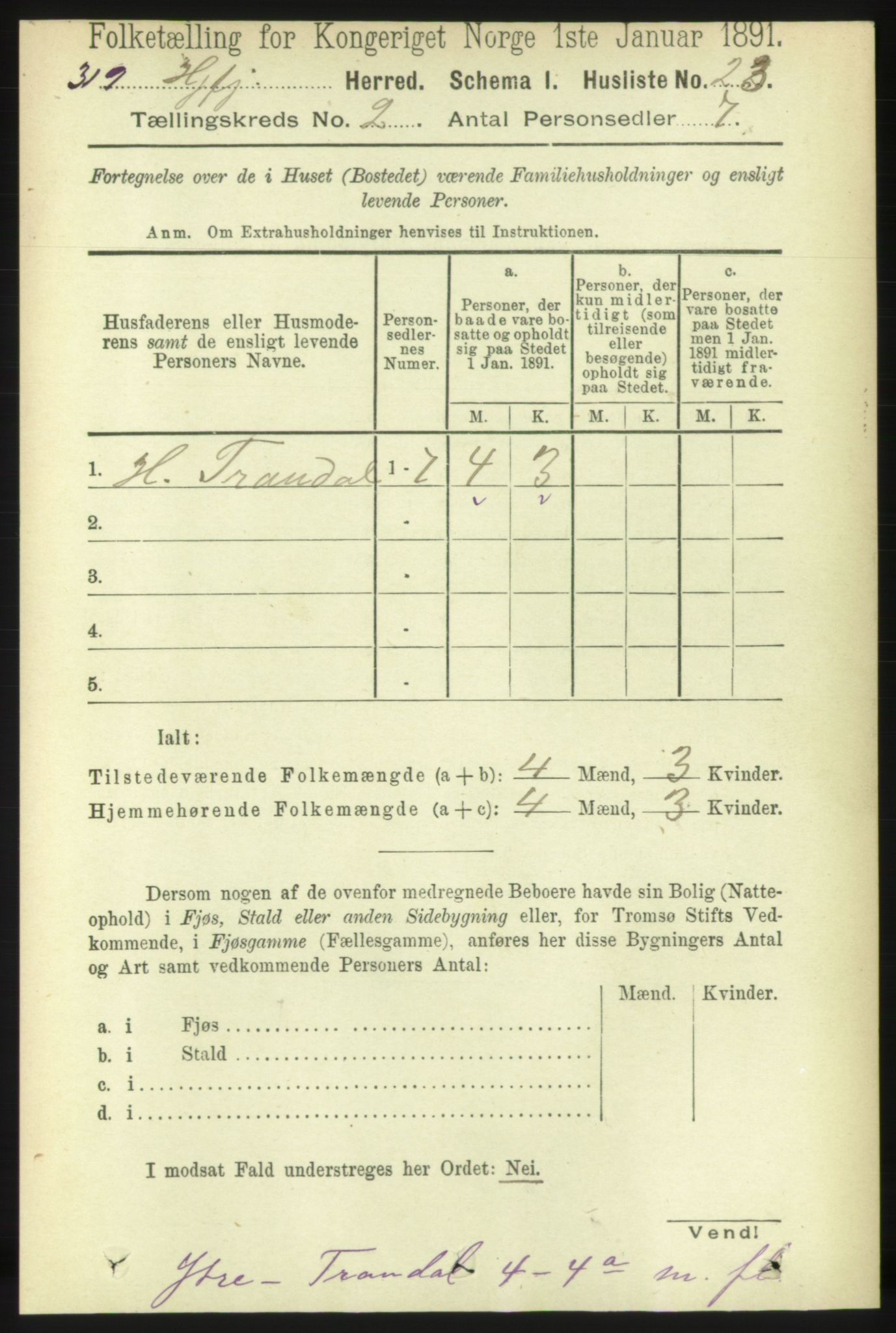 RA, 1891 census for 1522 Hjørundfjord, 1891, p. 237