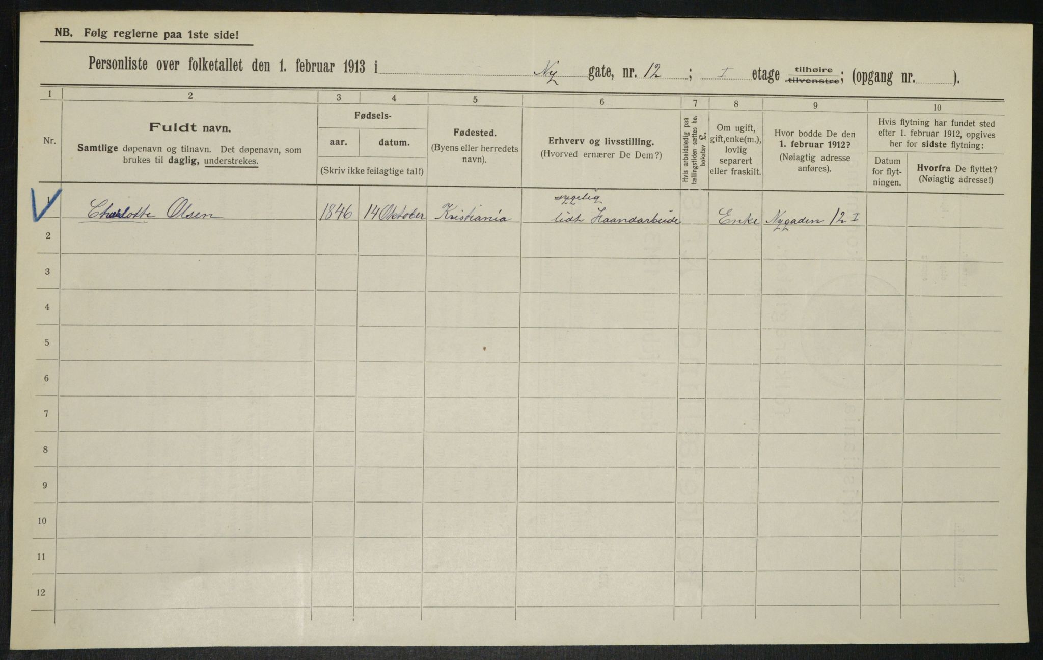 OBA, Municipal Census 1913 for Kristiania, 1913, p. 74102