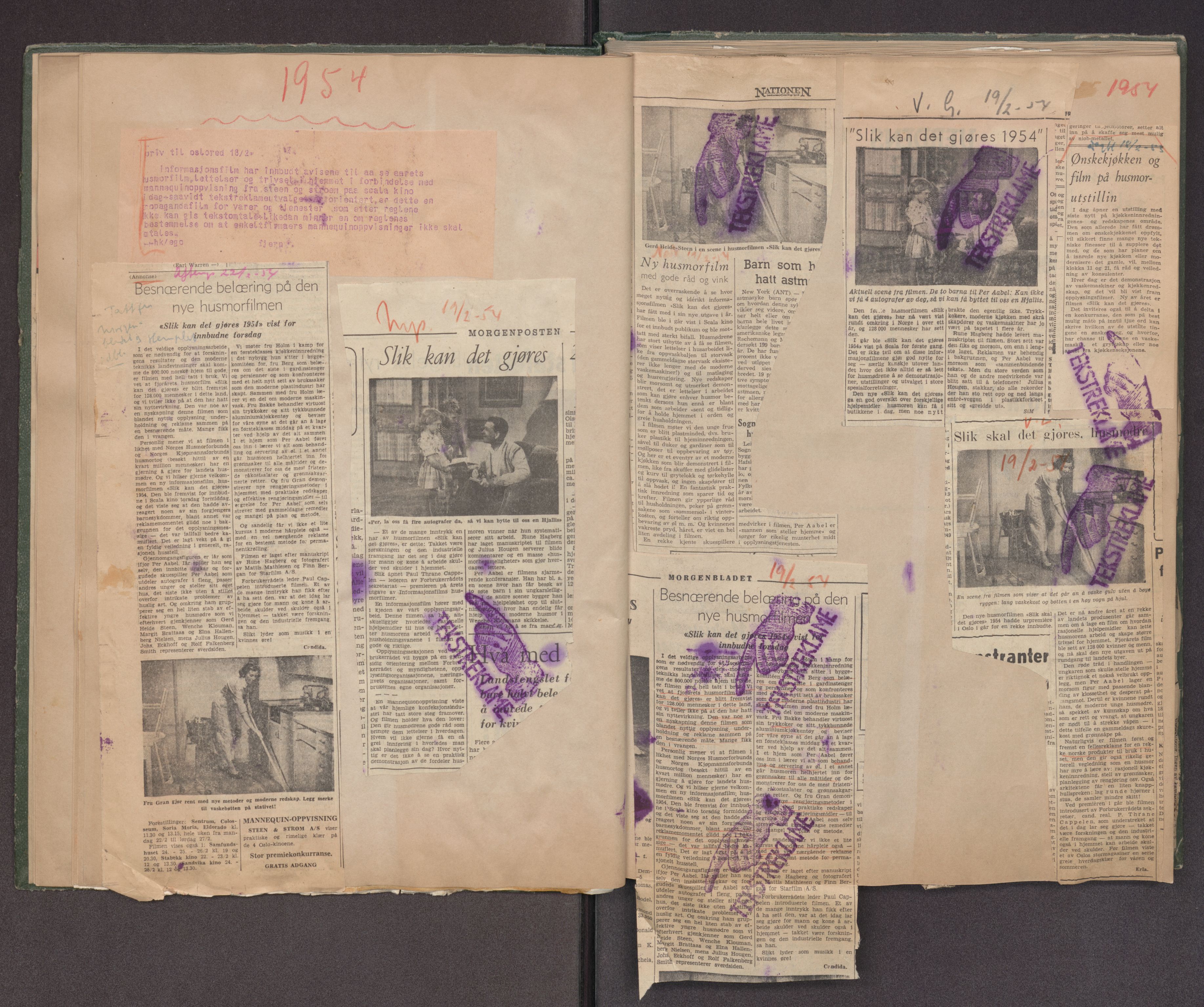 Tekstreklameutvalget, AV/RA-PA-0854/A/Aa/L0005: Kvartalsrapporter om virksomheten, 1952-1960