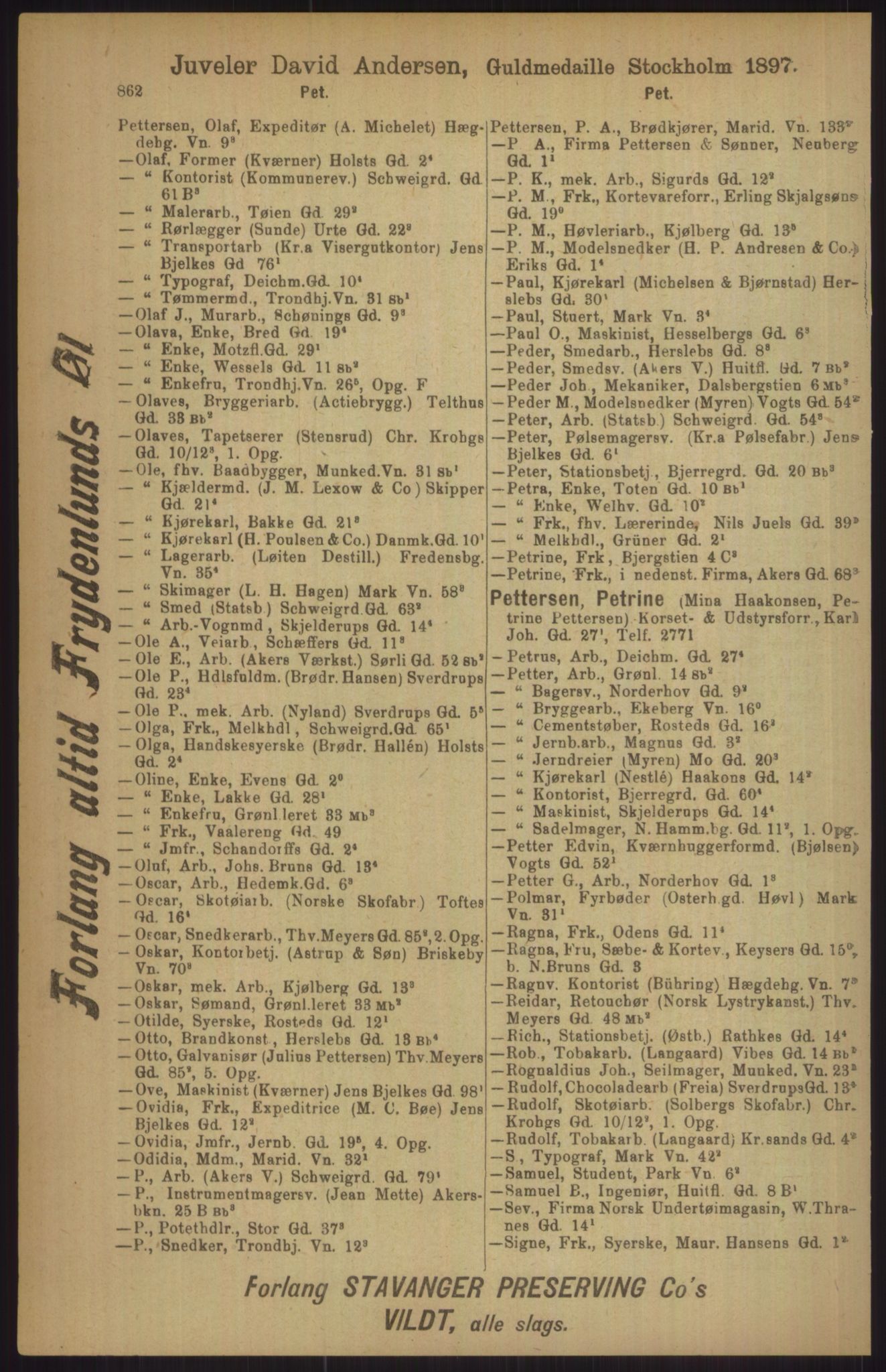 Kristiania/Oslo adressebok, PUBL/-, 1911, p. 862