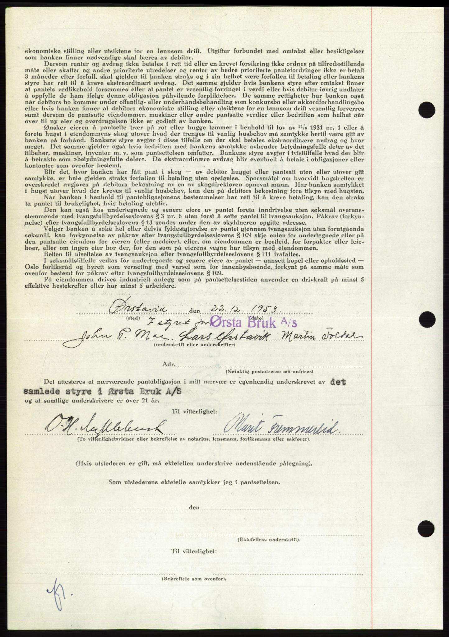 Søre Sunnmøre sorenskriveri, AV/SAT-A-4122/1/2/2C/L0124: Mortgage book no. 12B, 1953-1954, Diary no: : 3241/1953