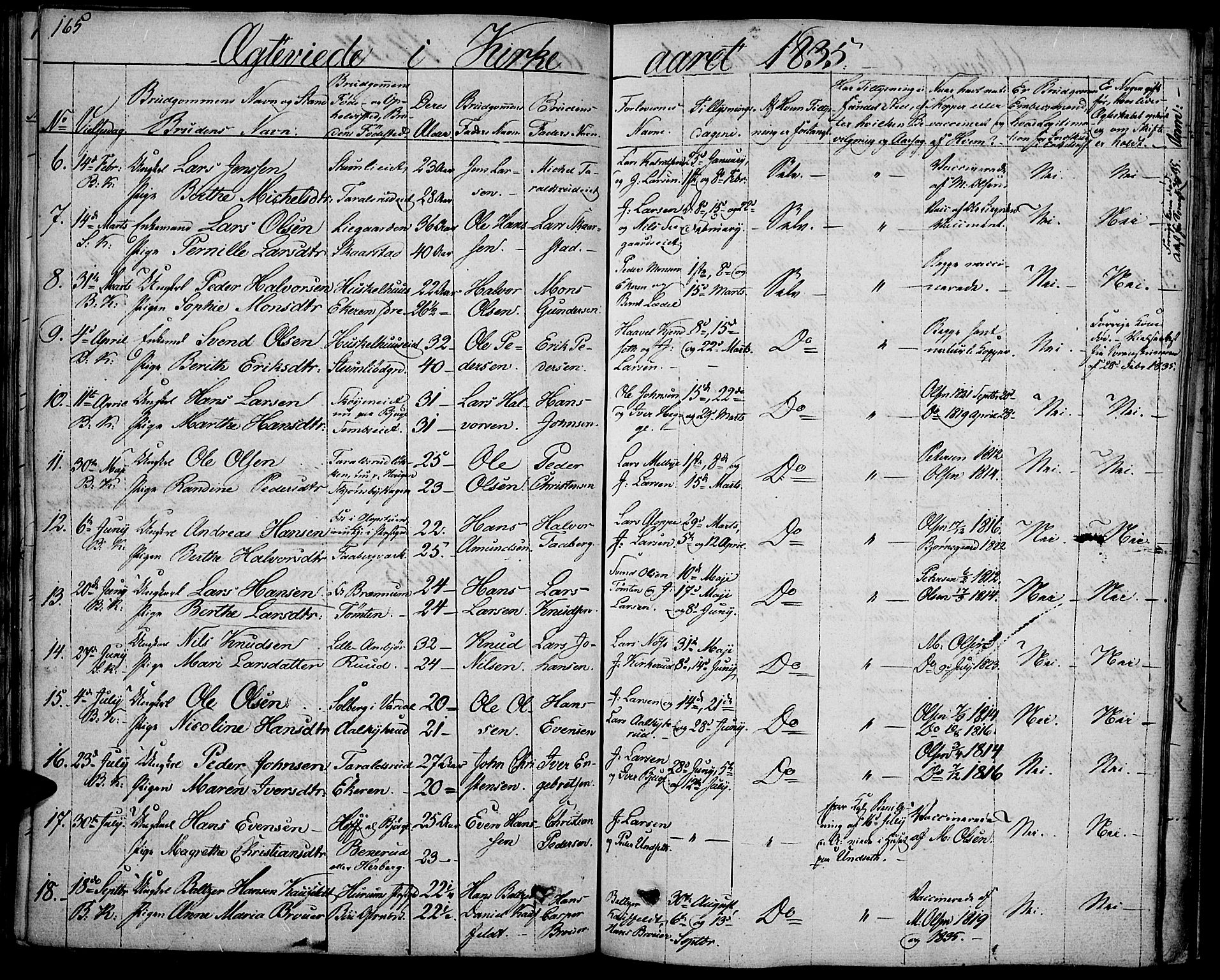 Biri prestekontor, SAH/PREST-096/H/Ha/Haa/L0004: Parish register (official) no. 4, 1829-1842, p. 165