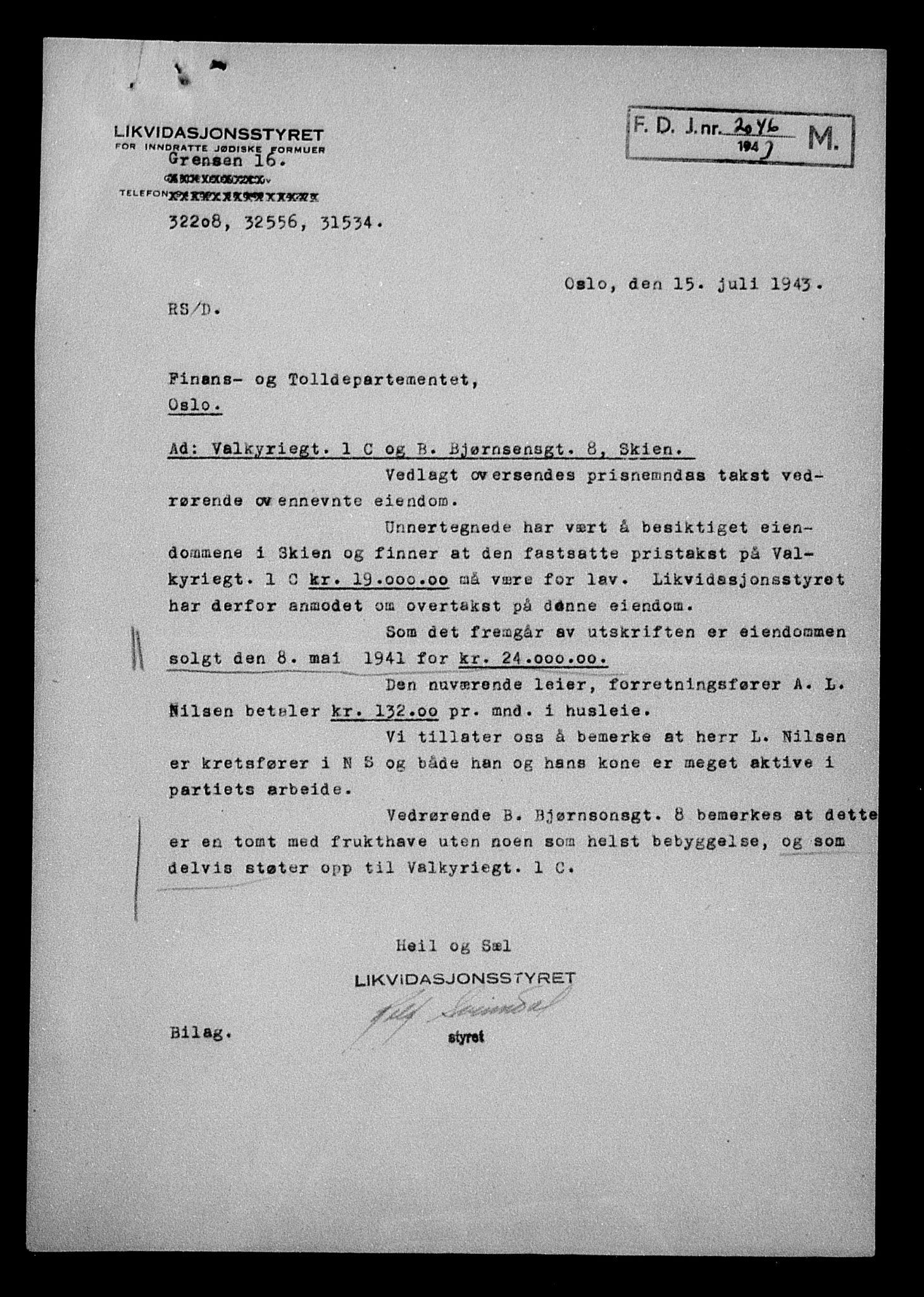 Justisdepartementet, Tilbakeføringskontoret for inndratte formuer, AV/RA-S-1564/H/Hc/Hcd/L0990: --, 1945-1947, p. 108