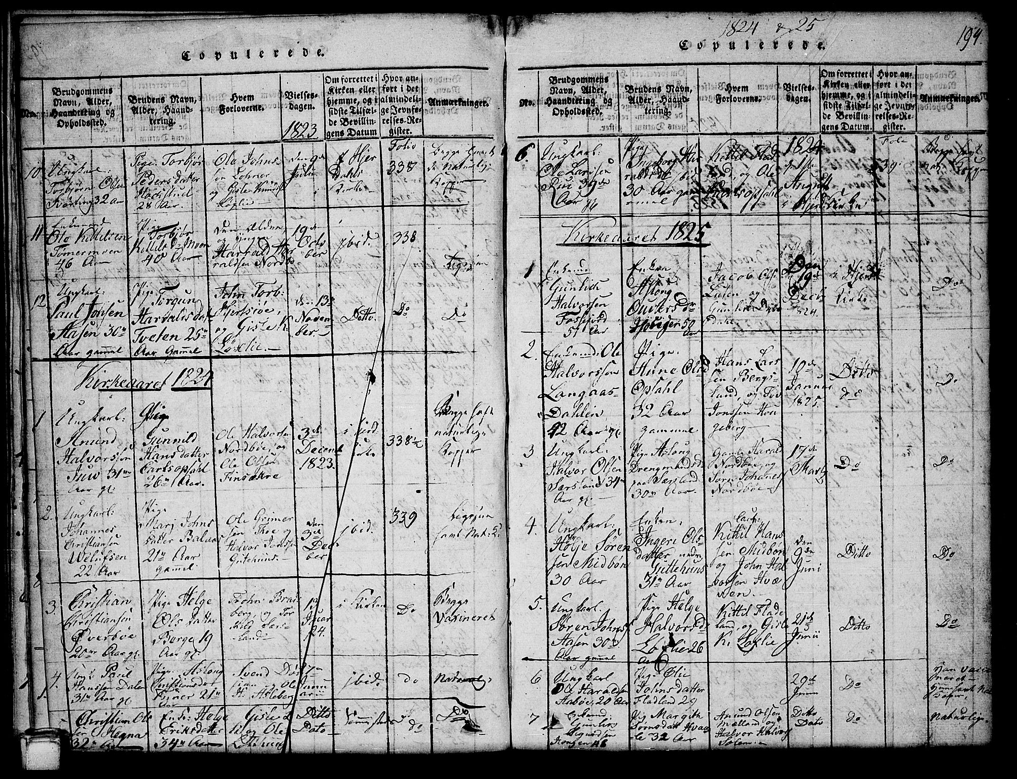 Hjartdal kirkebøker, SAKO/A-270/G/Ga/L0001: Parish register (copy) no. I 1, 1815-1842, p. 194