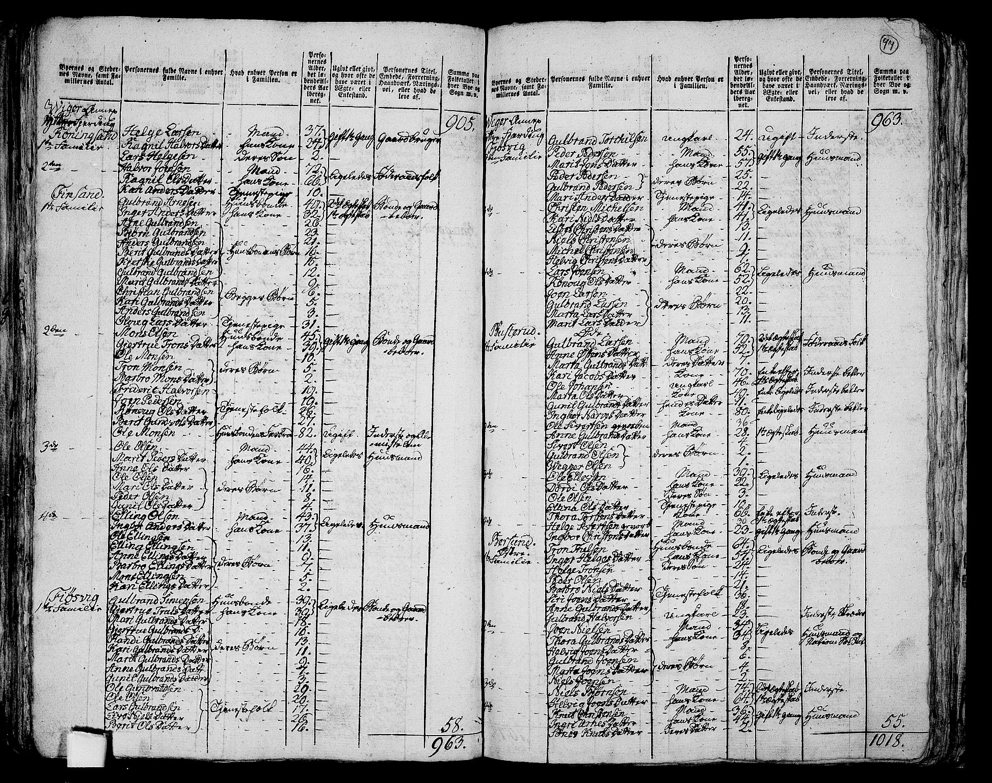 RA, 1801 census for 0613P Norderhov, 1801, p. 96b-97a