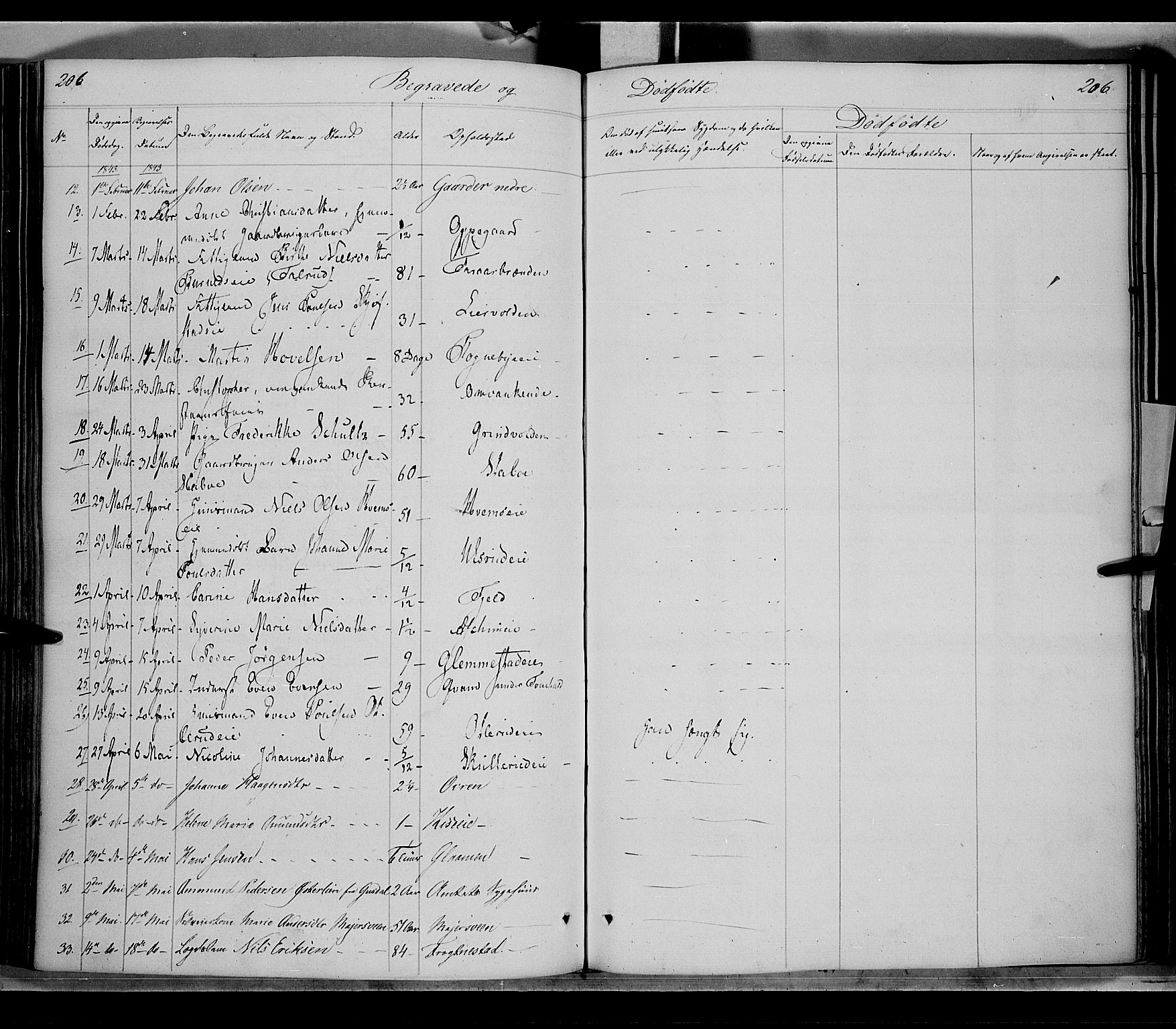 Østre Toten prestekontor, AV/SAH-PREST-104/H/Ha/Haa/L0002: Parish register (official) no. 2, 1840-1847, p. 206