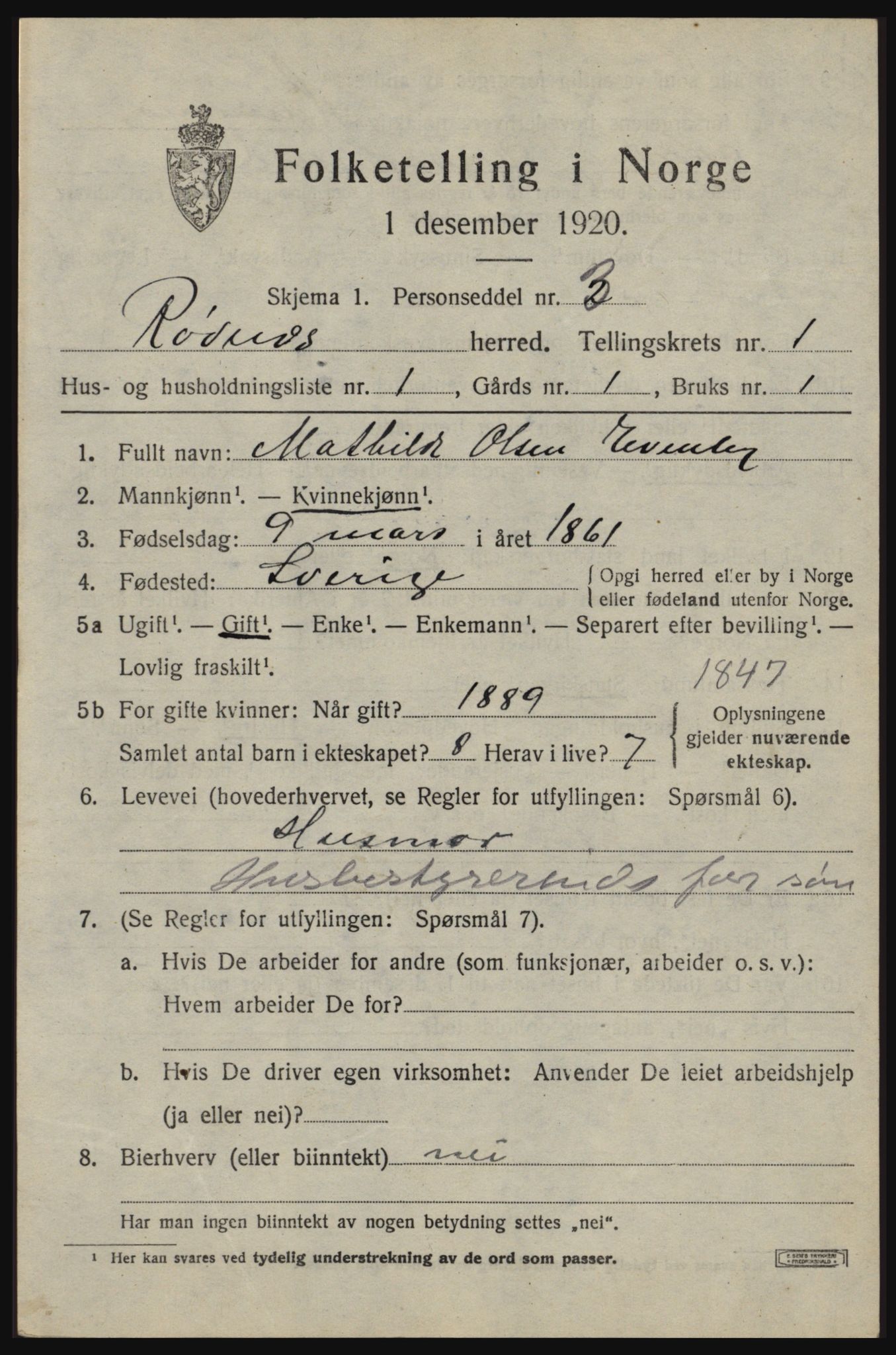 SAO, 1920 census for Rødenes, 1920, p. 568