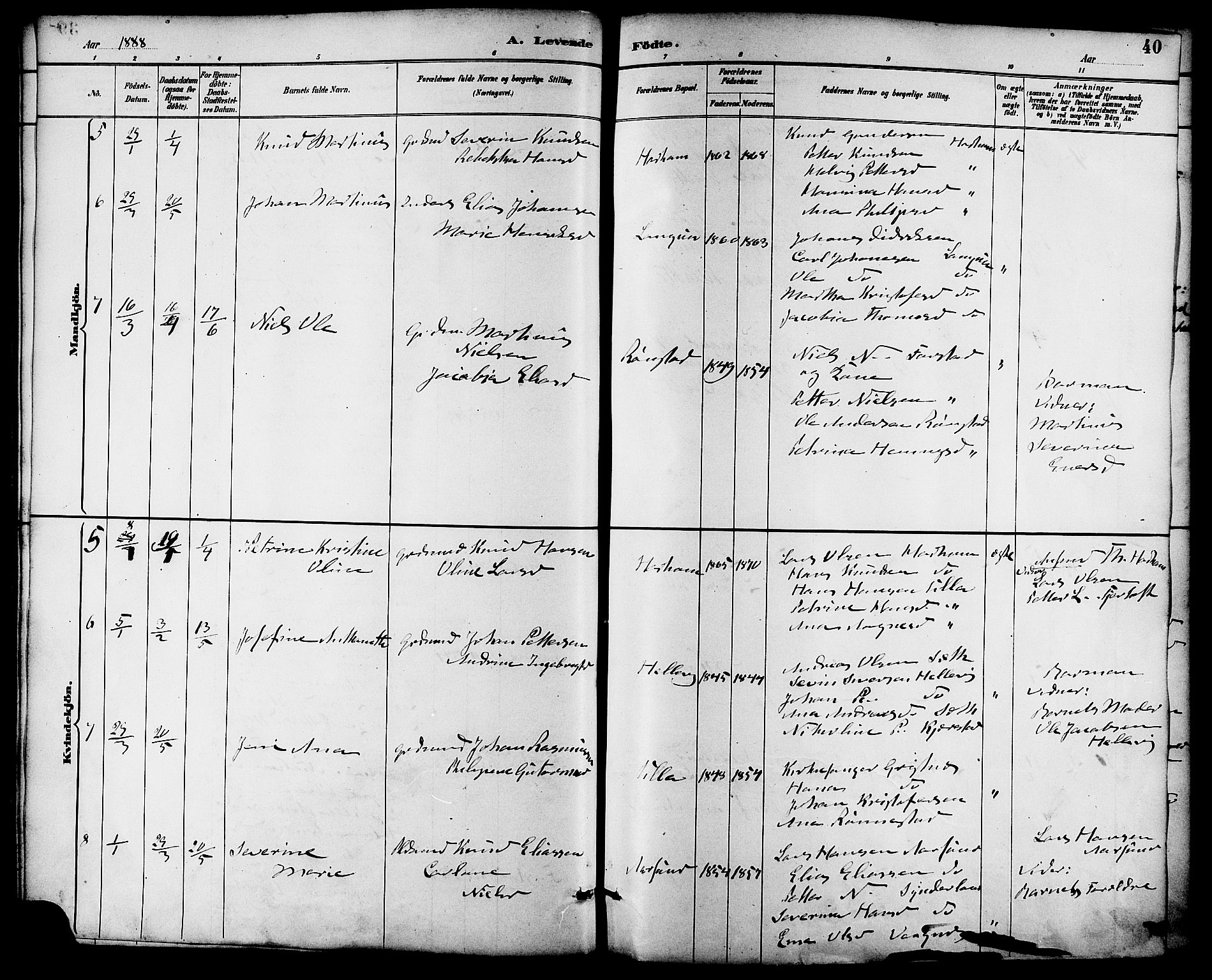 Ministerialprotokoller, klokkerbøker og fødselsregistre - Møre og Romsdal, AV/SAT-A-1454/536/L0501: Parish register (official) no. 536A10, 1884-1896, p. 40