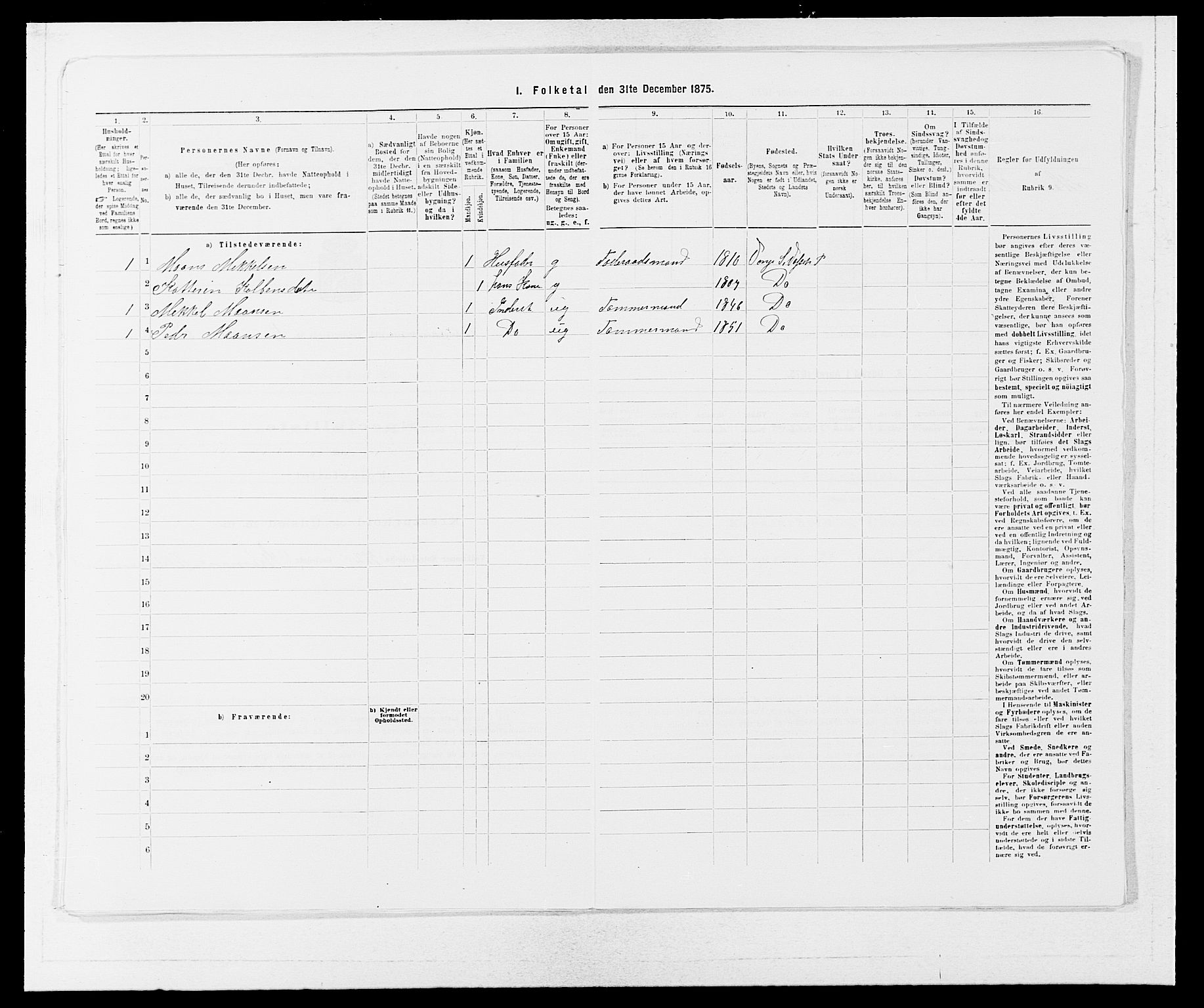 SAB, 1875 census for 1236P Vossestrand, 1875, p. 30