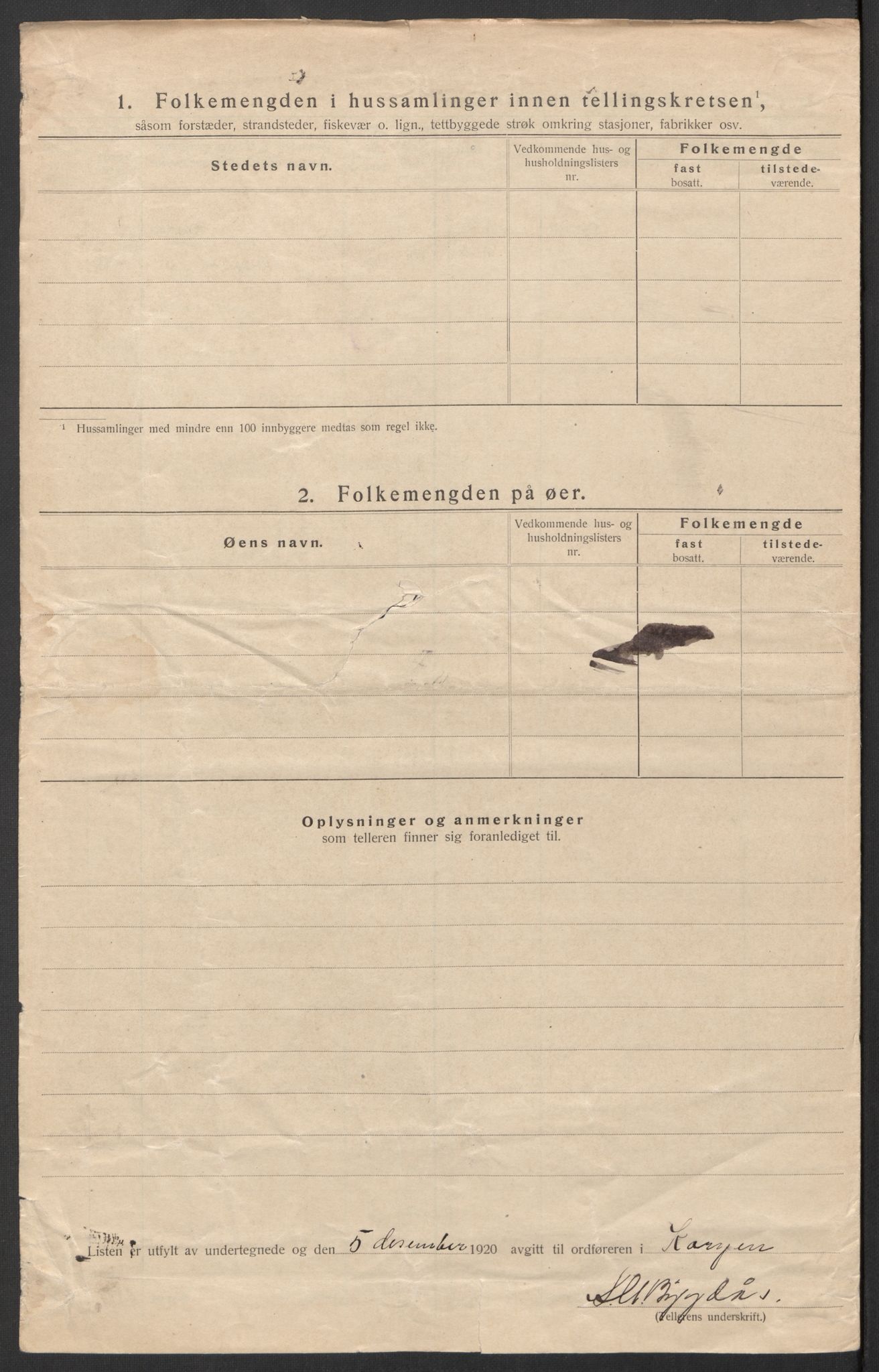 SAT, 1920 census for Korgen, 1920, p. 26