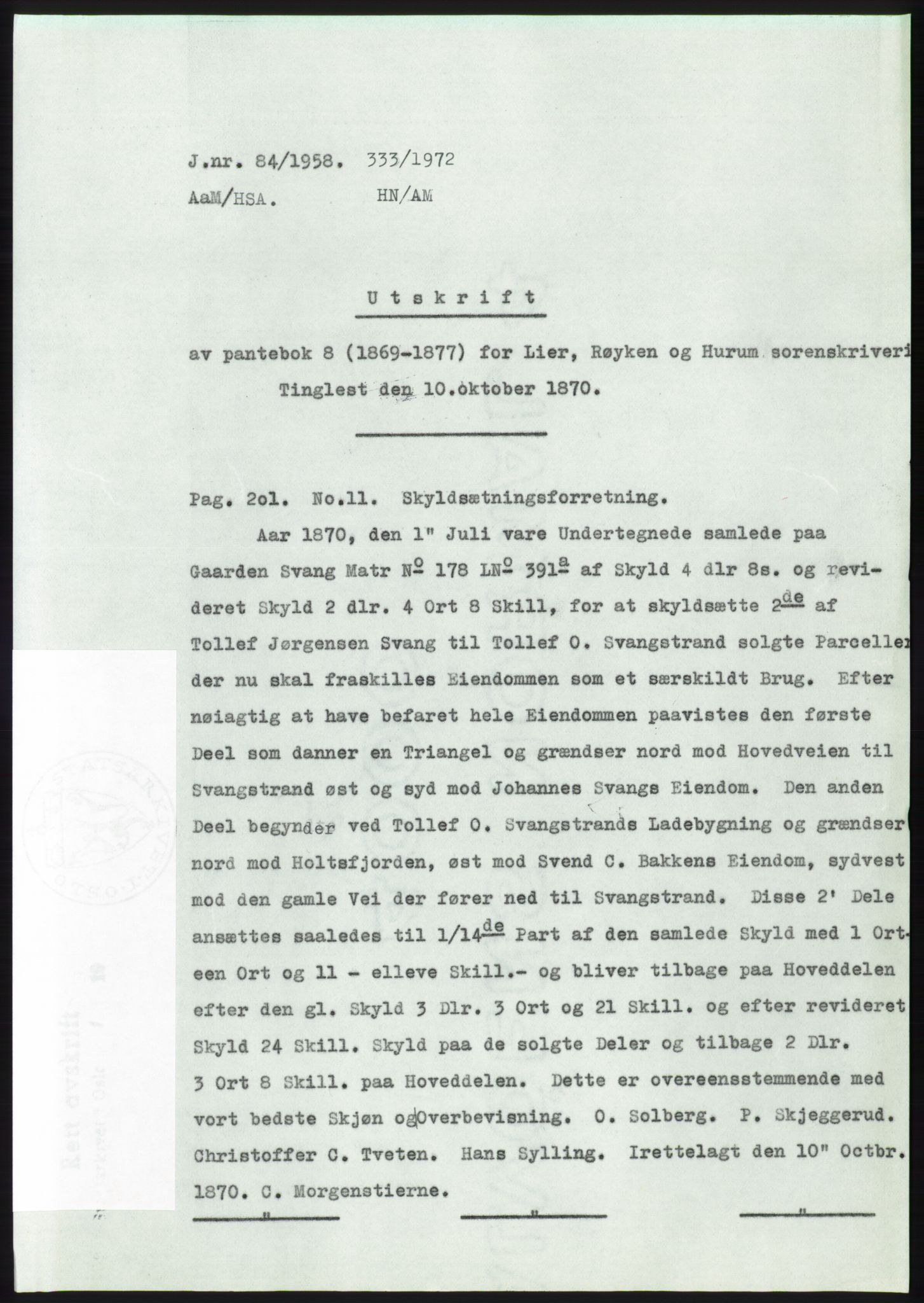 Statsarkivet i Kongsberg, SAKO/A-0001, 1957-1958, p. 278