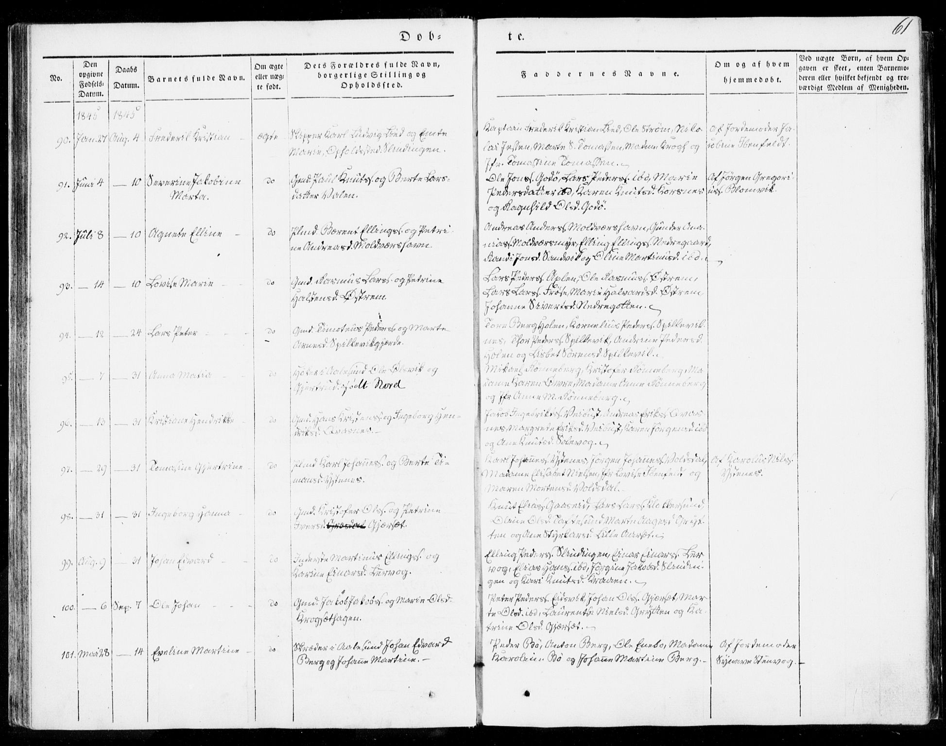 Ministerialprotokoller, klokkerbøker og fødselsregistre - Møre og Romsdal, SAT/A-1454/528/L0396: Parish register (official) no. 528A07, 1839-1847, p. 61
