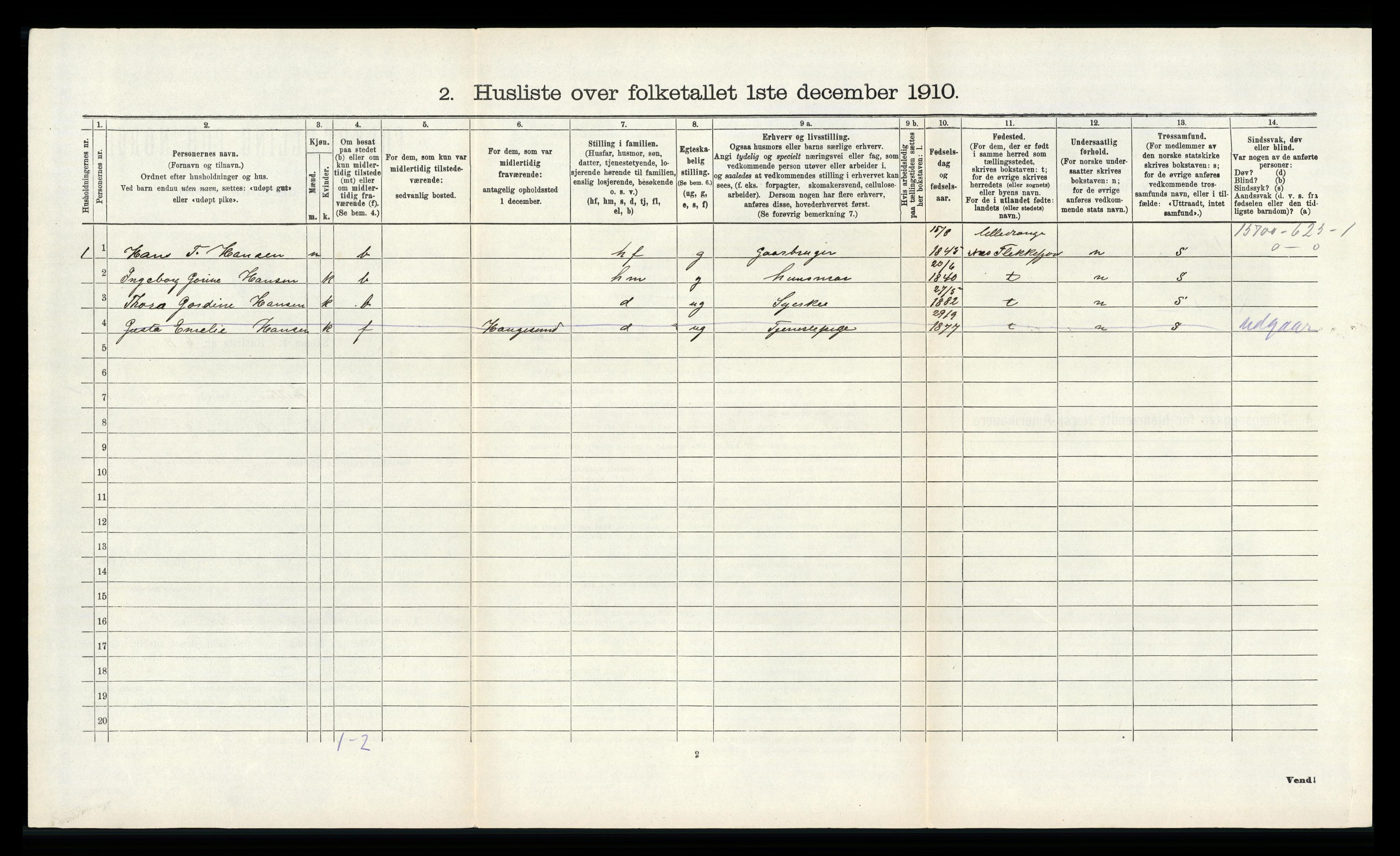 RA, 1910 census for Hidra, 1910, p. 236