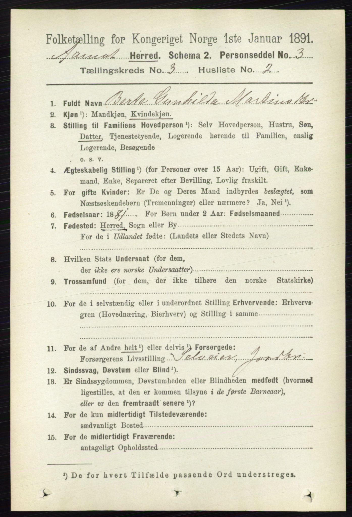 RA, 1891 census for 0429 Åmot, 1891, p. 1505