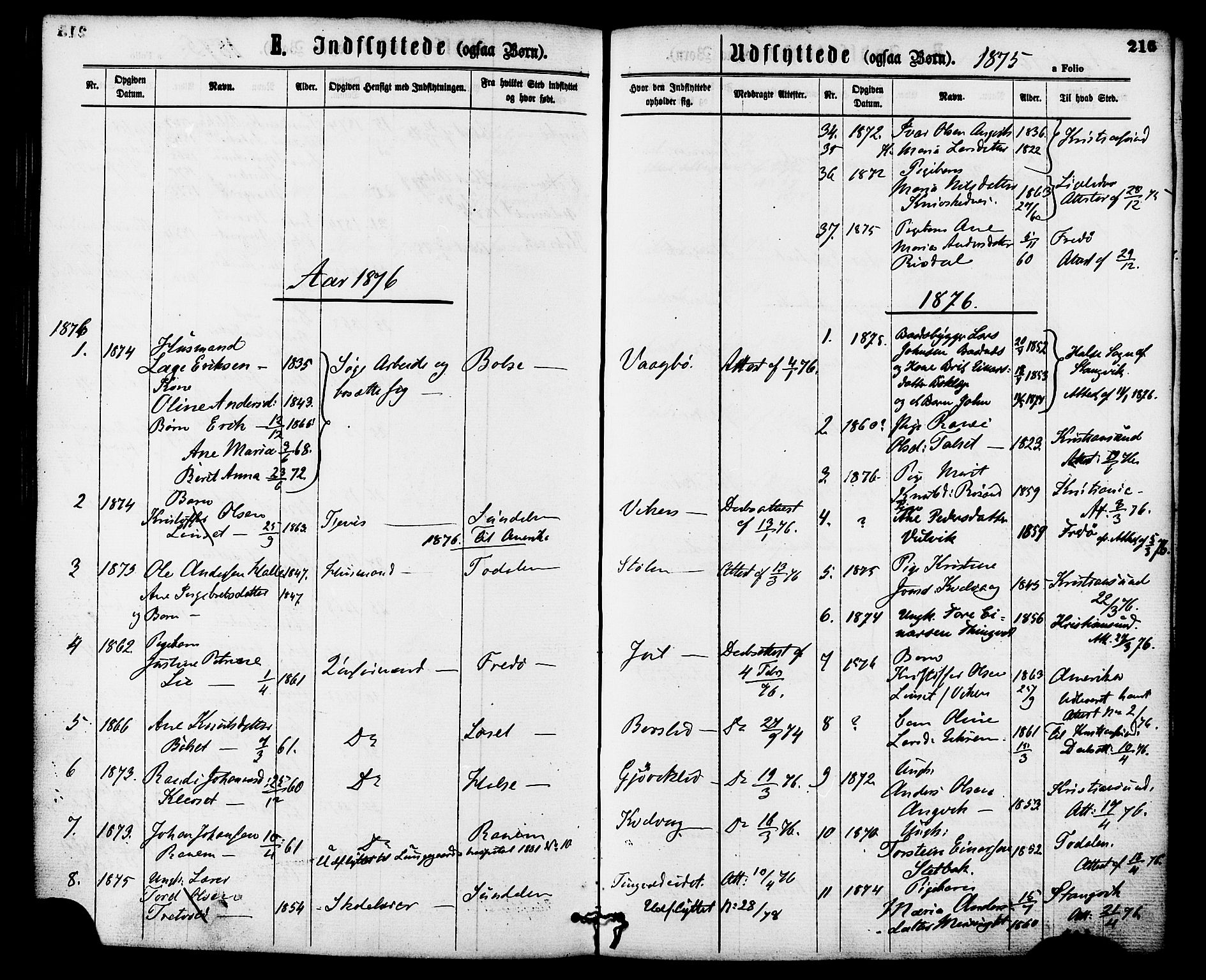 Ministerialprotokoller, klokkerbøker og fødselsregistre - Møre og Romsdal, AV/SAT-A-1454/586/L0986: Parish register (official) no. 586A12, 1867-1878, p. 216