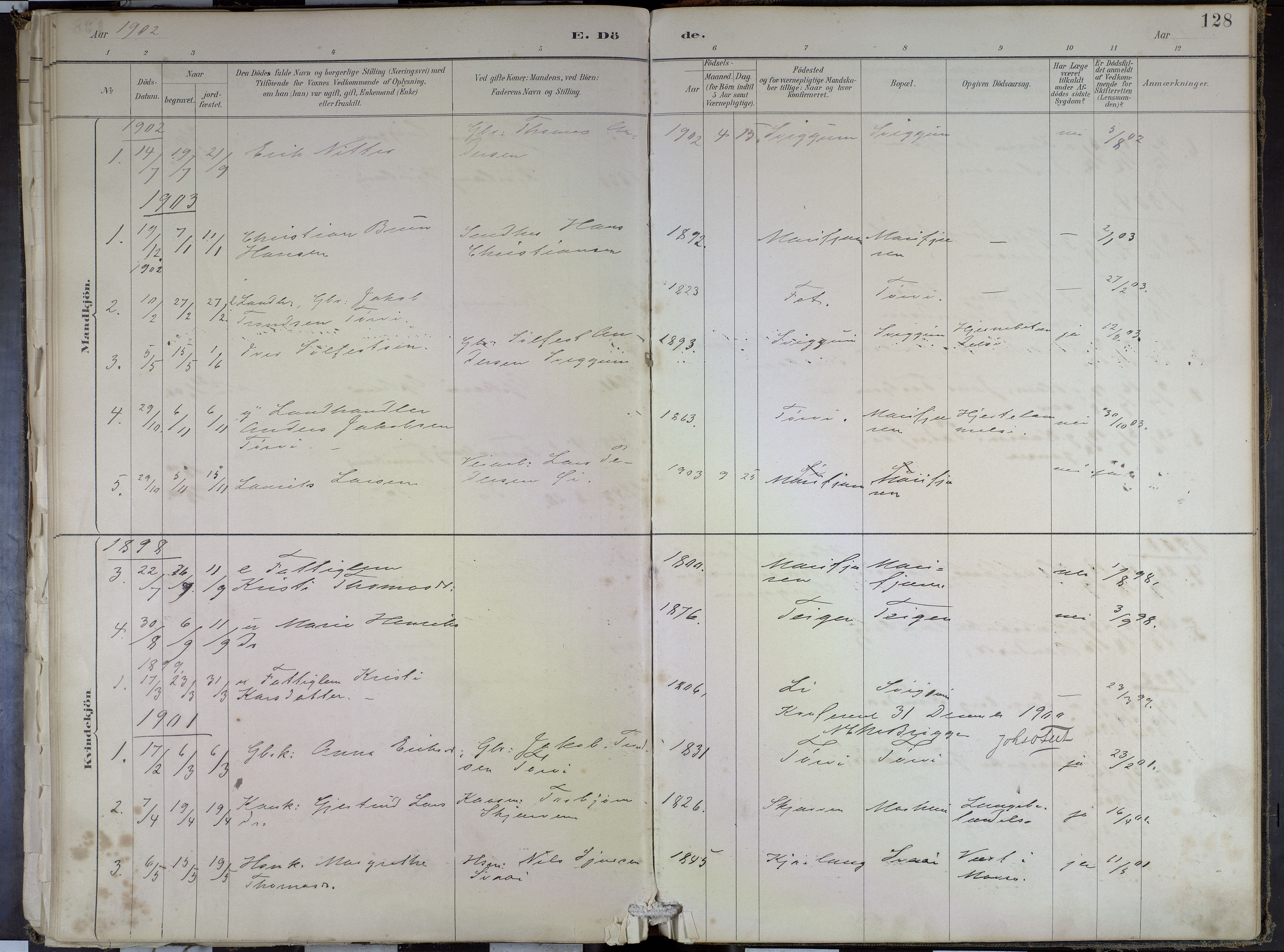 Hafslo sokneprestembete, SAB/A-80301/H/Haa/Haae/L0001: Parish register (official) no. E 1, 1886-1934, p. 128