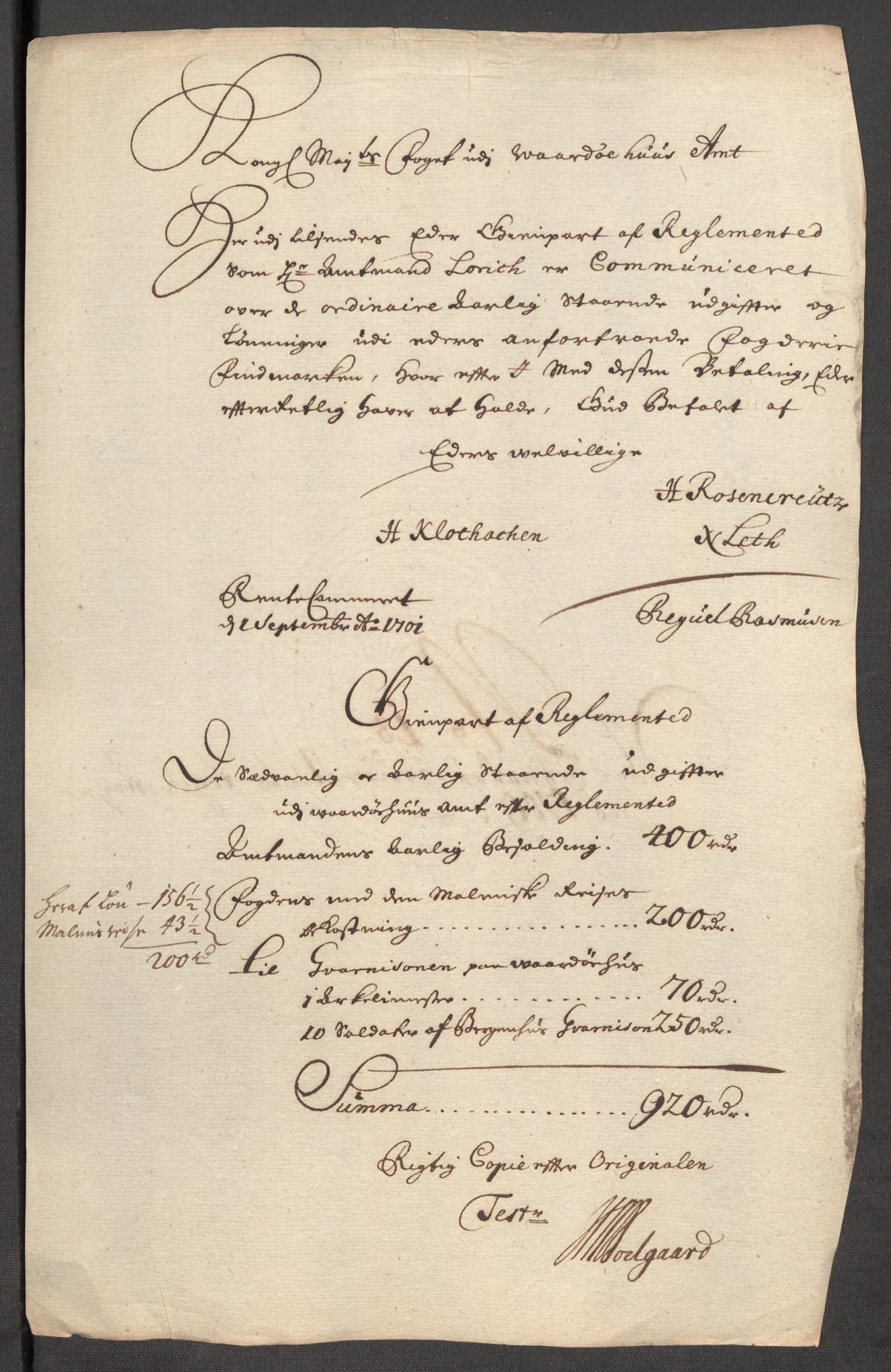 Rentekammeret inntil 1814, Reviderte regnskaper, Fogderegnskap, AV/RA-EA-4092/R69/L4855: Fogderegnskap Finnmark/Vardøhus, 1709-1712, p. 172