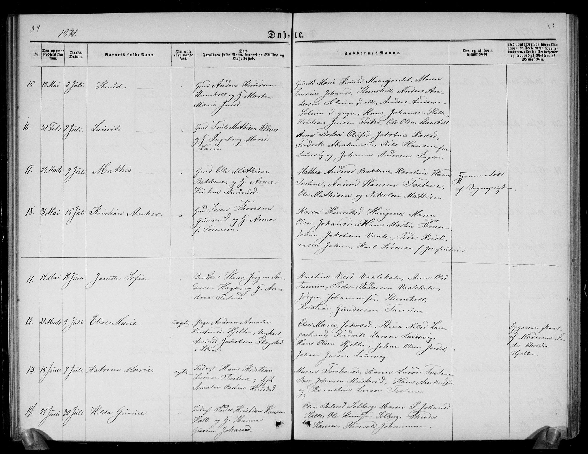 Brunlanes kirkebøker, AV/SAKO-A-342/G/Ga/L0002: Parish register (copy) no. I 2, 1866-1876, p. 34