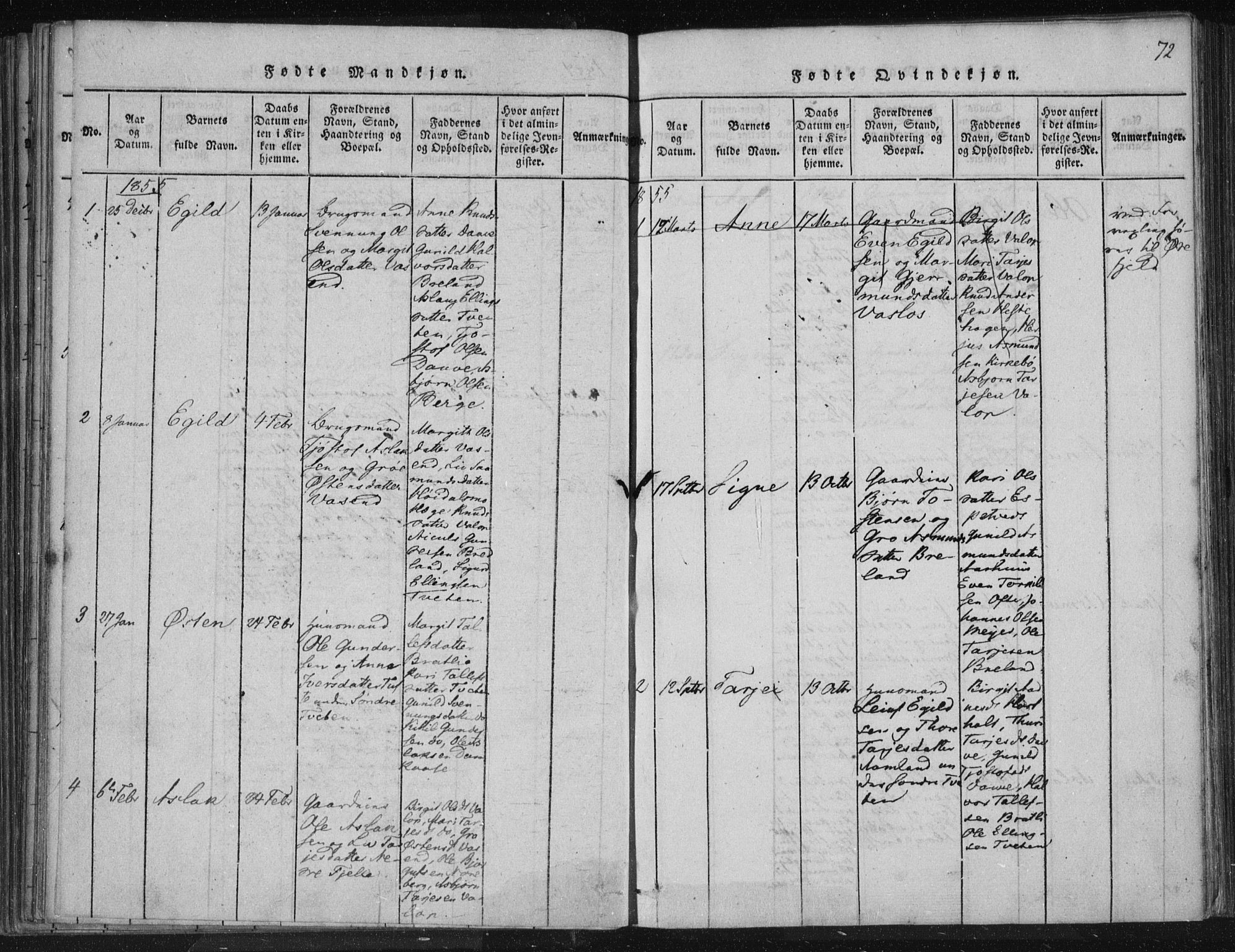 Lårdal kirkebøker, SAKO/A-284/F/Fc/L0001: Parish register (official) no. III 1, 1815-1860, p. 72