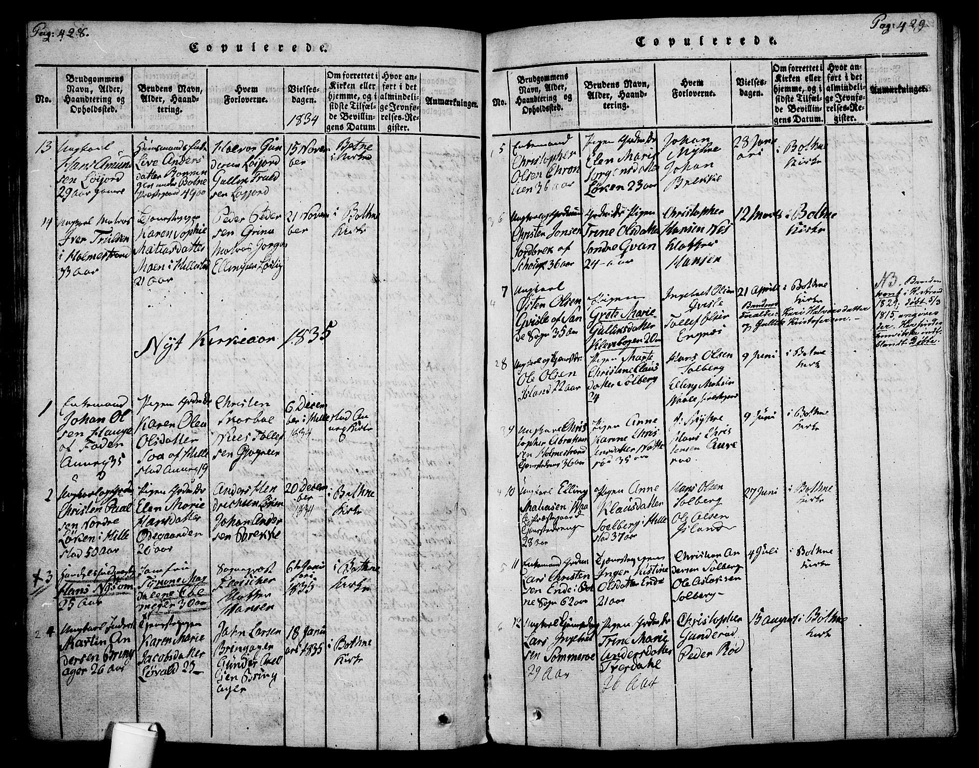 Botne kirkebøker, AV/SAKO-A-340/F/Fa/L0005: Parish register (official) no. I 5, 1814-1836, p. 428-429