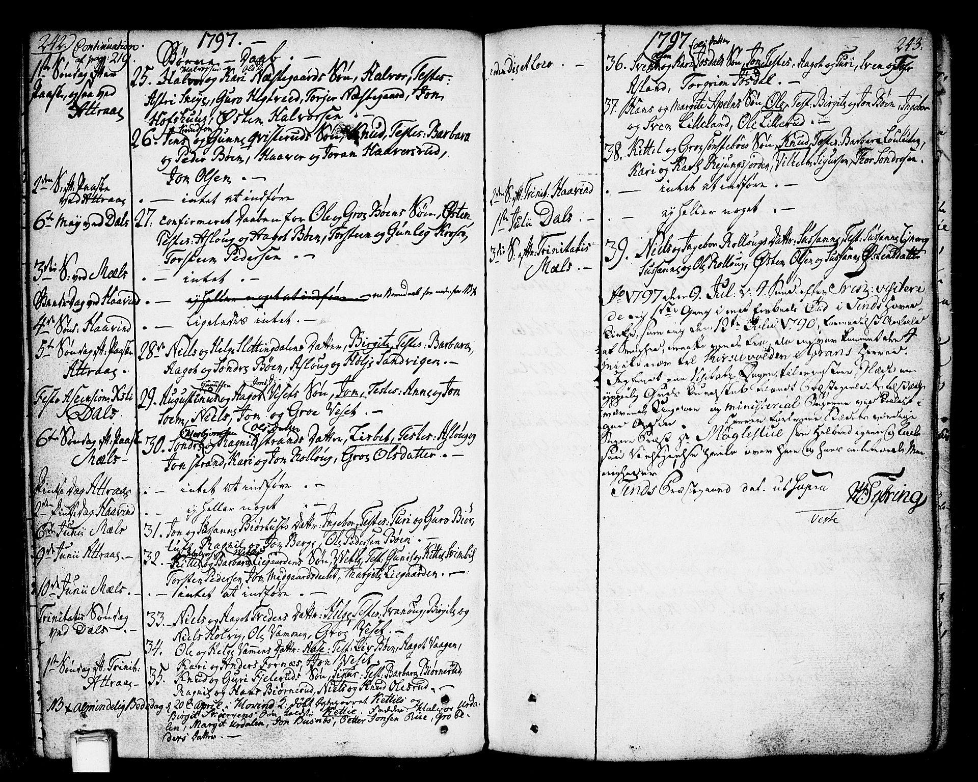 Tinn kirkebøker, AV/SAKO-A-308/F/Fa/L0002: Parish register (official) no. I 2, 1757-1810, p. 242-243