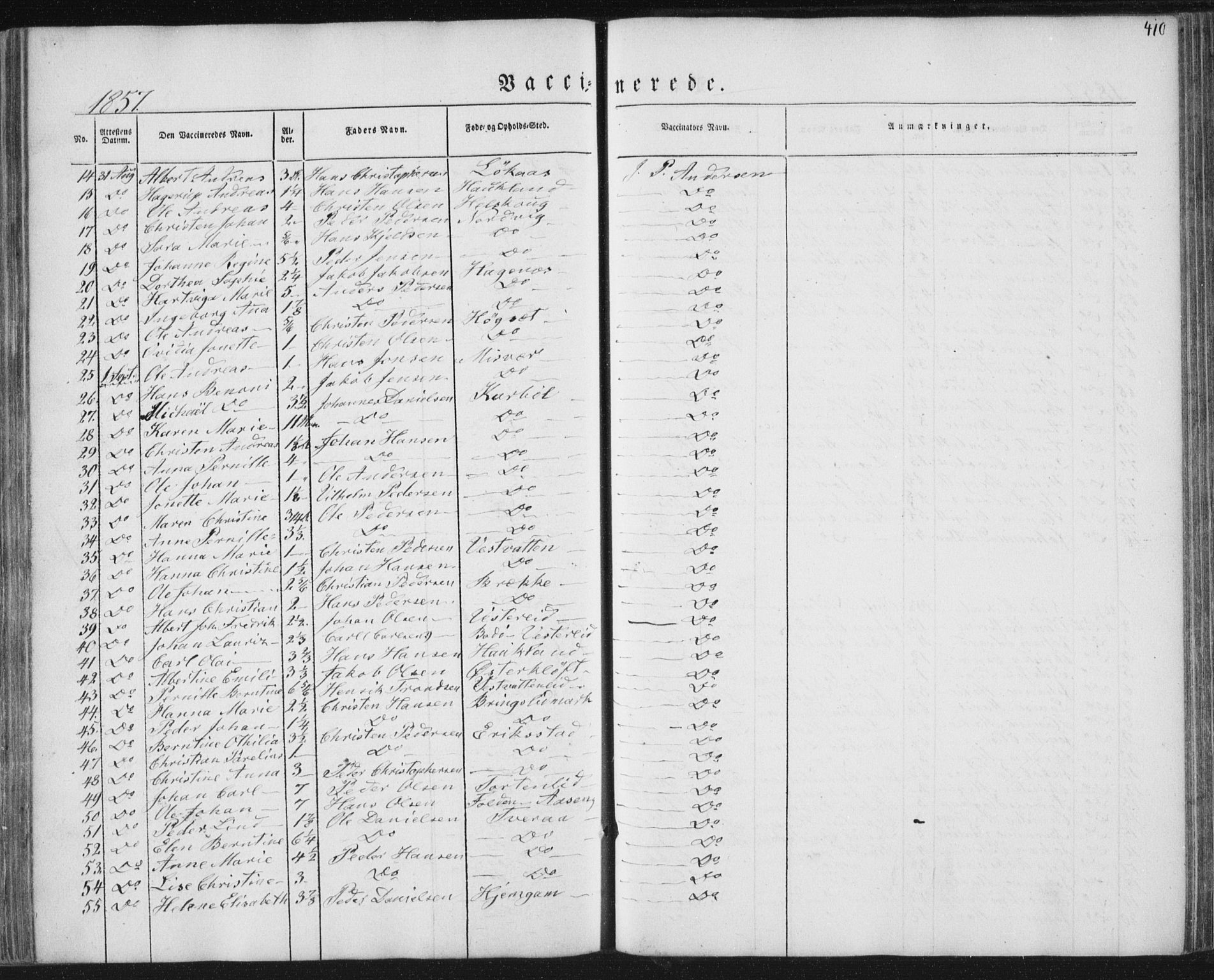 Ministerialprotokoller, klokkerbøker og fødselsregistre - Nordland, SAT/A-1459/852/L0738: Parish register (official) no. 852A08, 1849-1865, p. 410