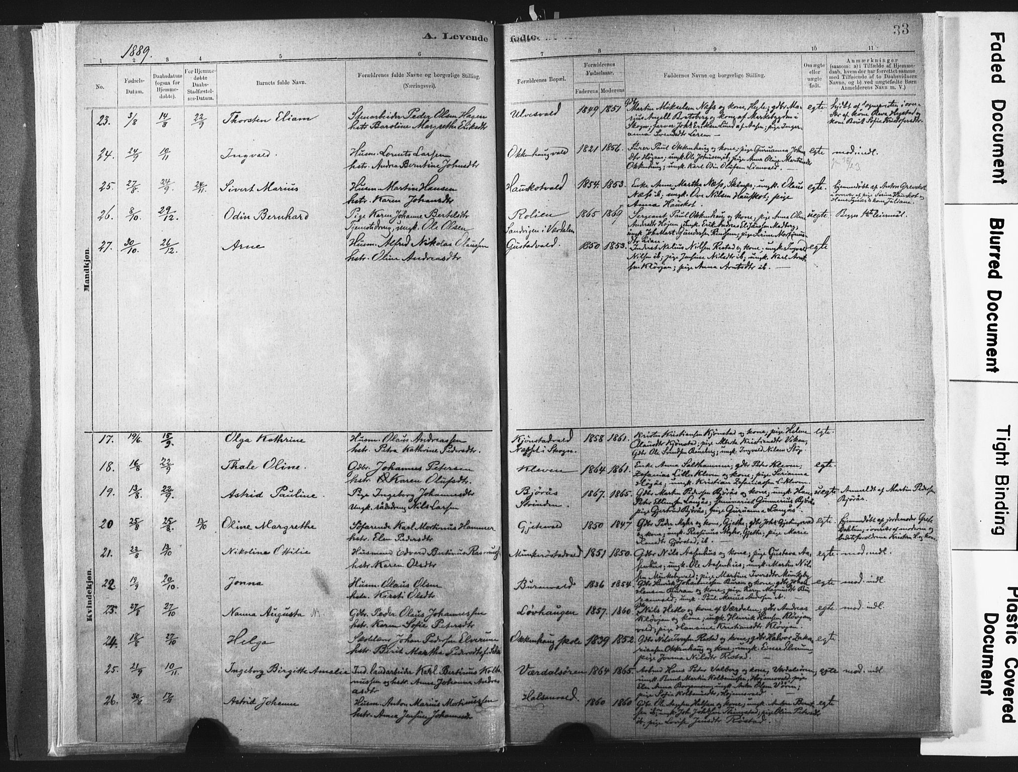 Ministerialprotokoller, klokkerbøker og fødselsregistre - Nord-Trøndelag, SAT/A-1458/721/L0207: Parish register (official) no. 721A02, 1880-1911, p. 33