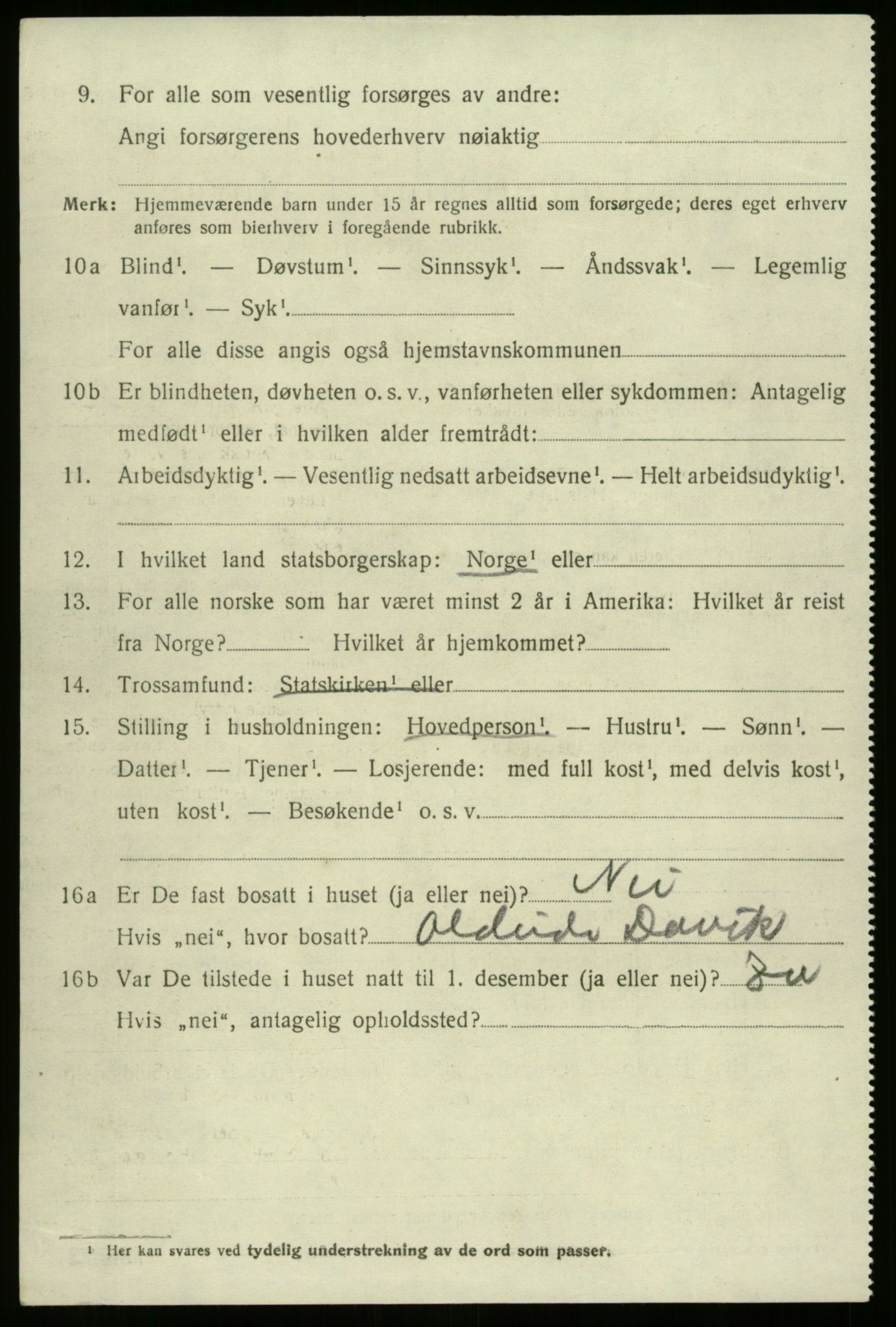 SAB, 1920 census for Bremanger, 1920, p. 1605