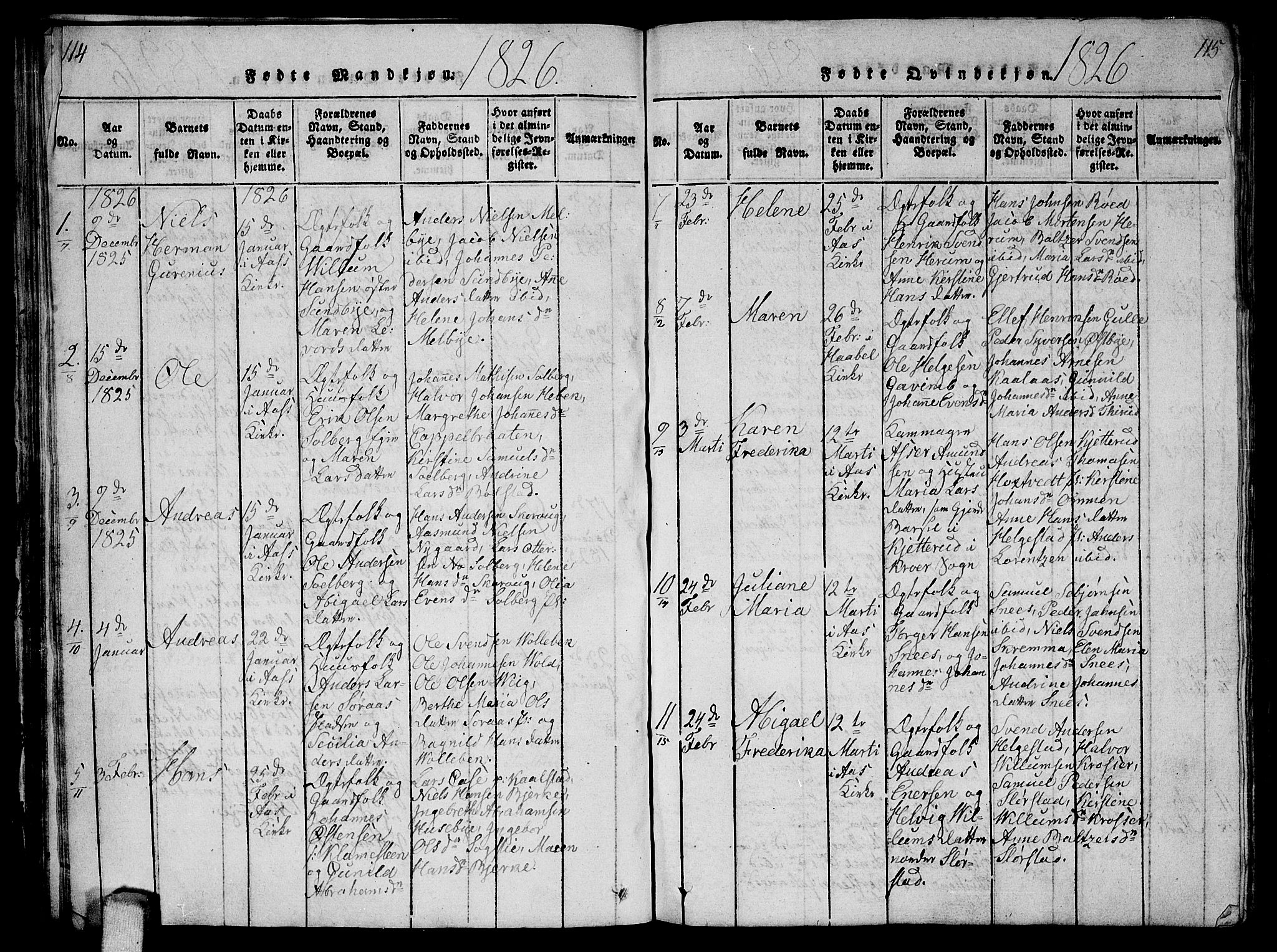 Ås prestekontor Kirkebøker, AV/SAO-A-10894/G/Ga/L0002: Parish register (copy) no. I 2, 1820-1836, p. 114-115