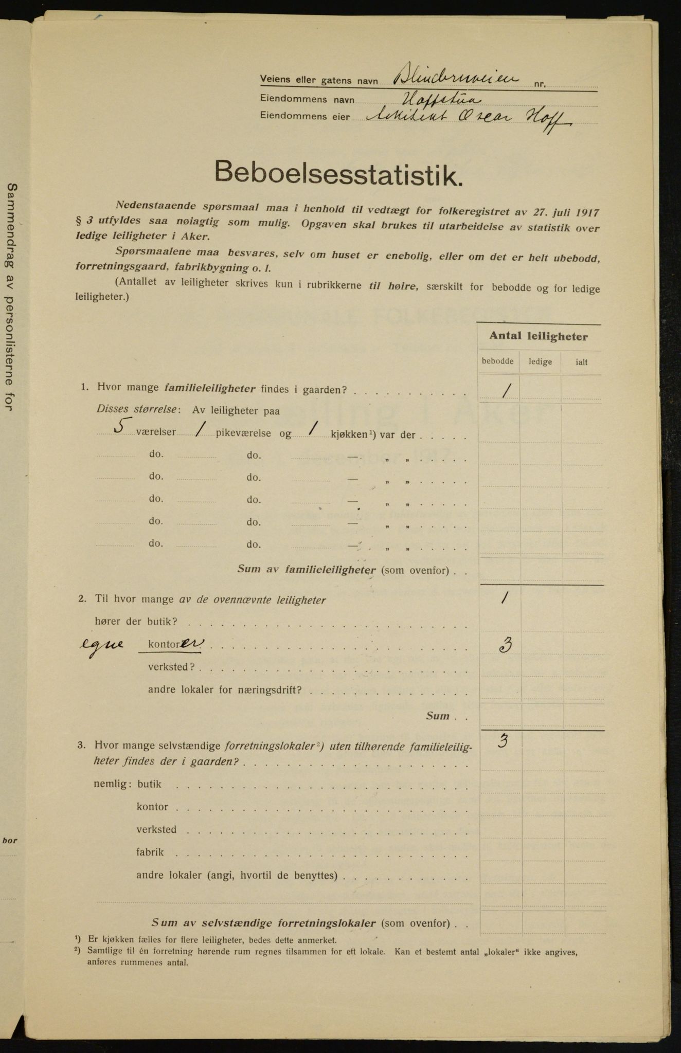 OBA, Municipal Census 1917 for Aker, 1917, p. 10436