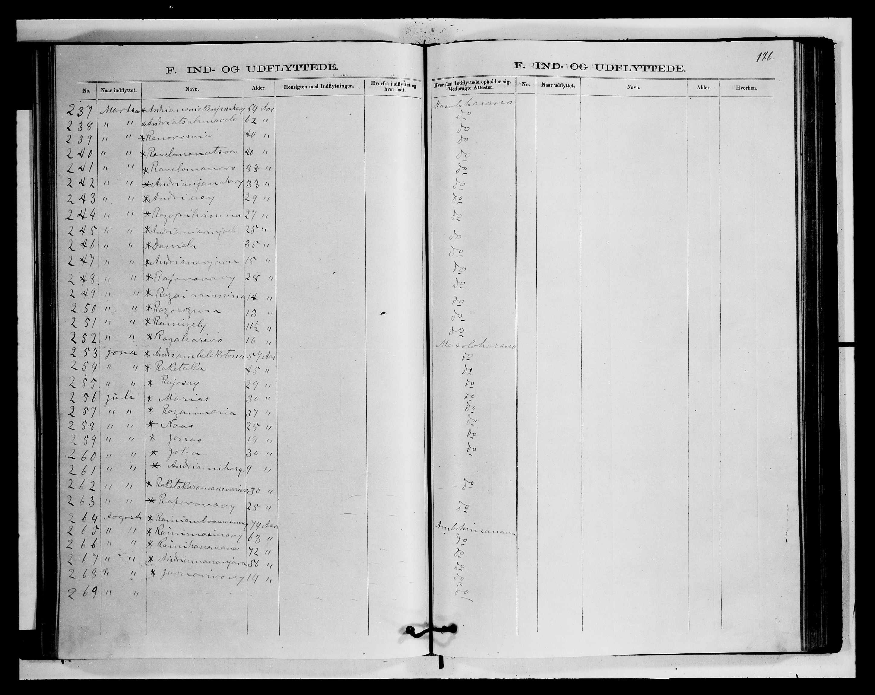 Archives FLM/NMS, Madagaskar, VID/MA-A-1163/D/Db/L0270: Parish register (official) no. 2, 1883-1886, p. 176