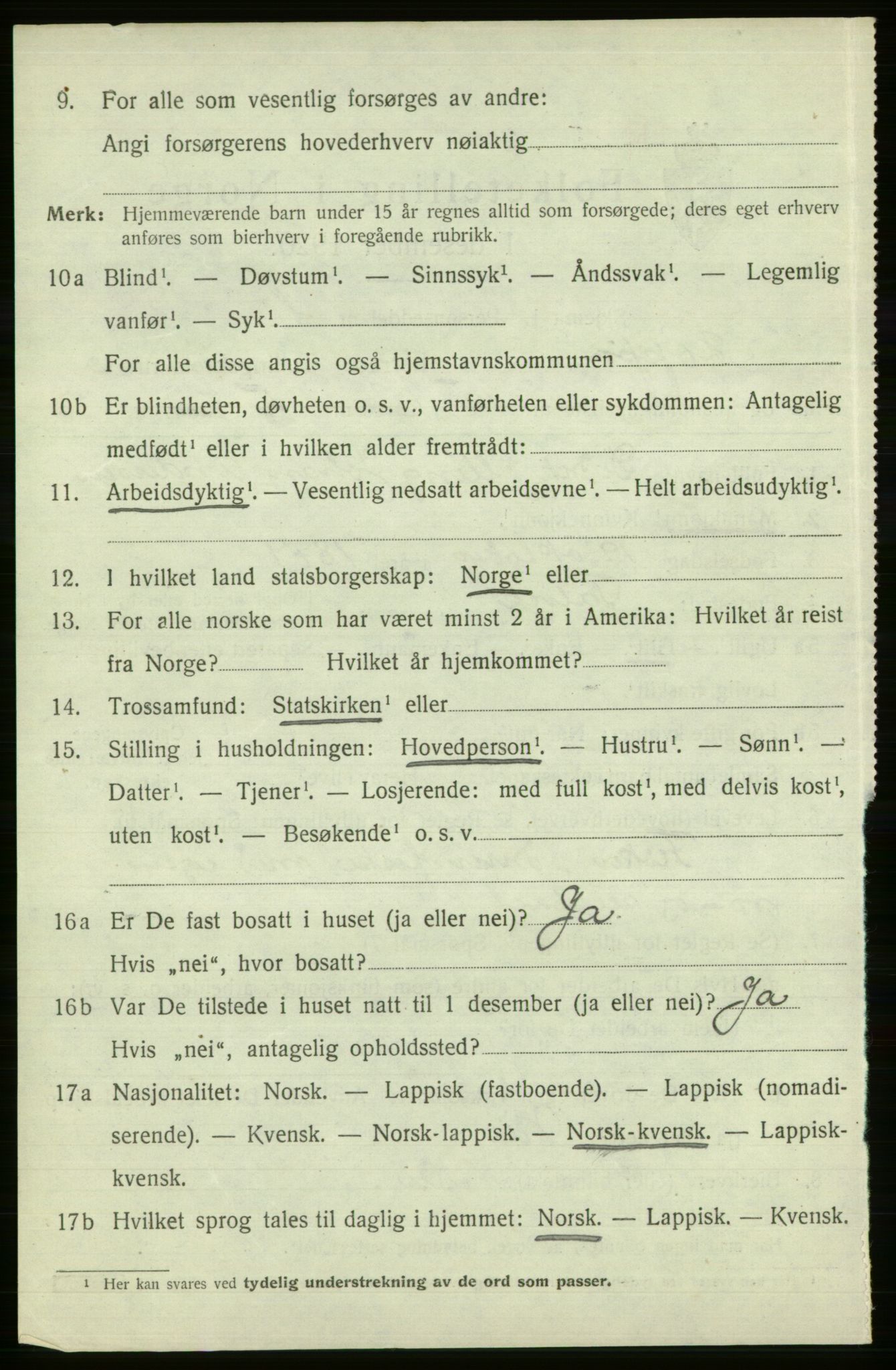SATØ, 1920 census for Loppa, 1920, p. 2707