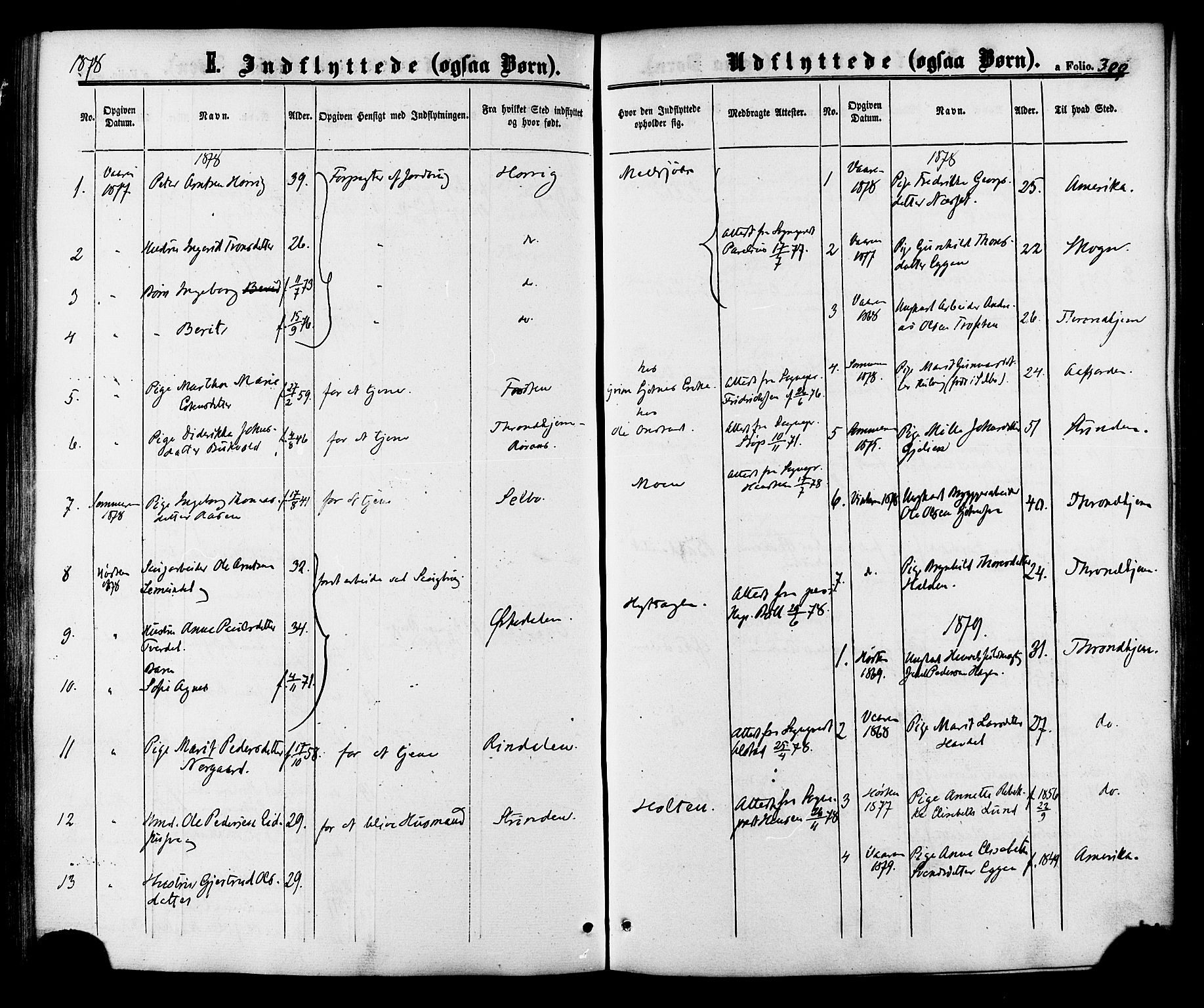 Ministerialprotokoller, klokkerbøker og fødselsregistre - Sør-Trøndelag, SAT/A-1456/618/L0442: Parish register (official) no. 618A06 /1, 1863-1879, p. 300
