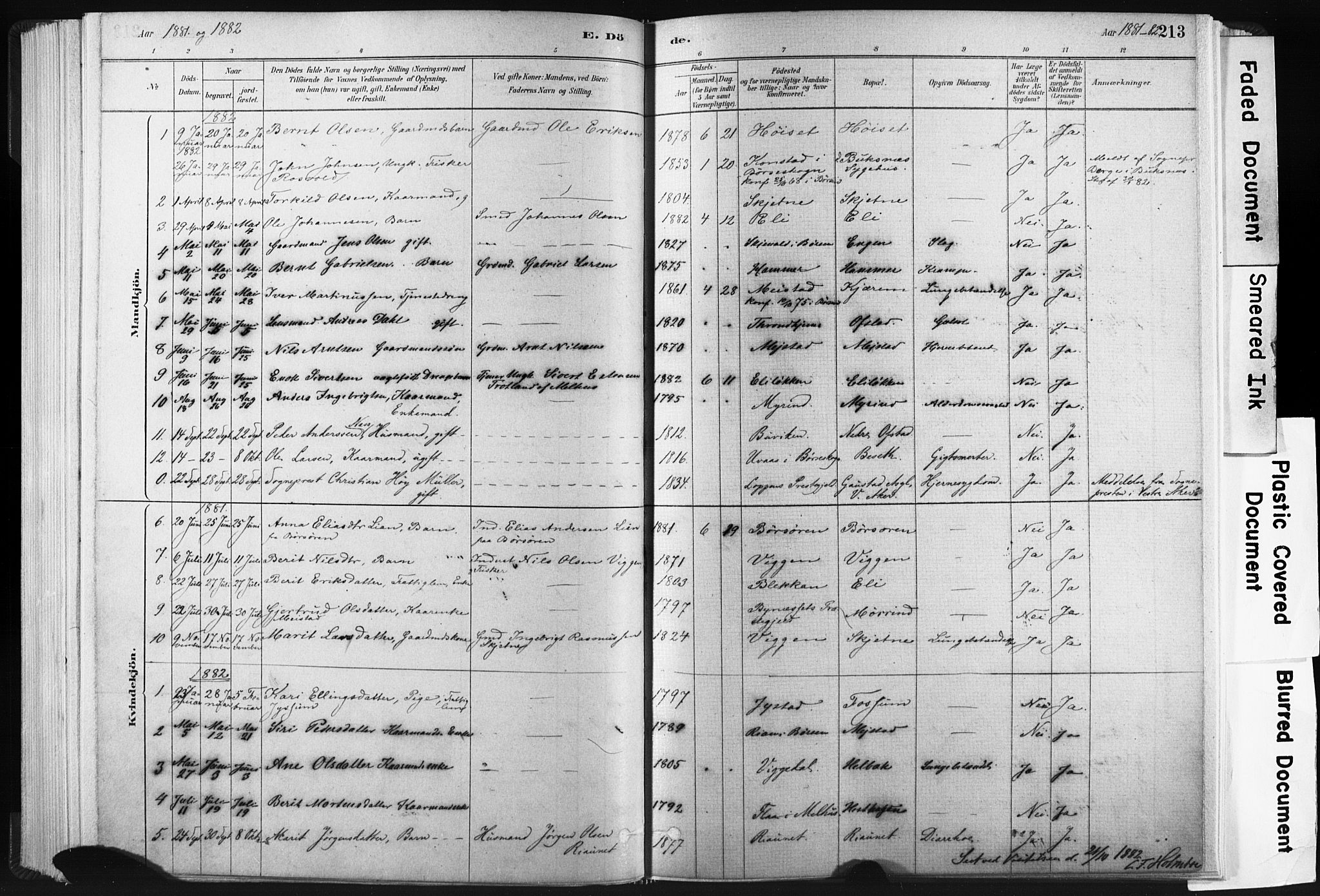 Ministerialprotokoller, klokkerbøker og fødselsregistre - Sør-Trøndelag, SAT/A-1456/665/L0773: Parish register (official) no. 665A08, 1879-1905, p. 213
