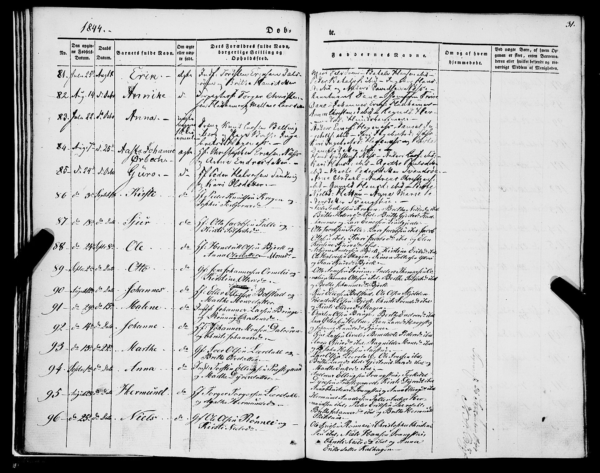 Luster sokneprestembete, AV/SAB-A-81101/H/Haa/Haaa/L0006: Parish register (official) no. A 6, 1840-1848, p. 31