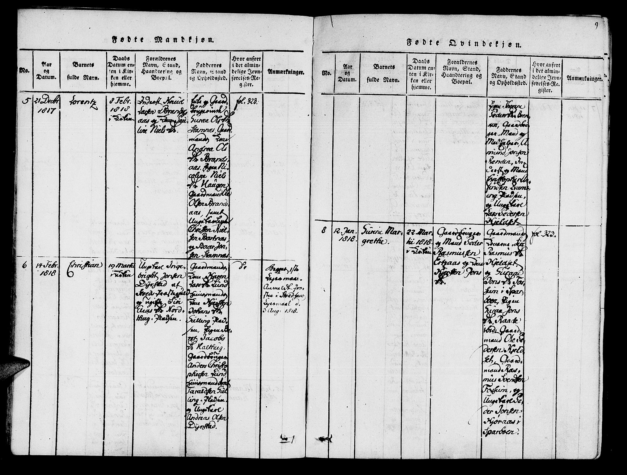 Ministerialprotokoller, klokkerbøker og fødselsregistre - Nord-Trøndelag, SAT/A-1458/741/L0387: Parish register (official) no. 741A03 /1, 1817-1822, p. 9