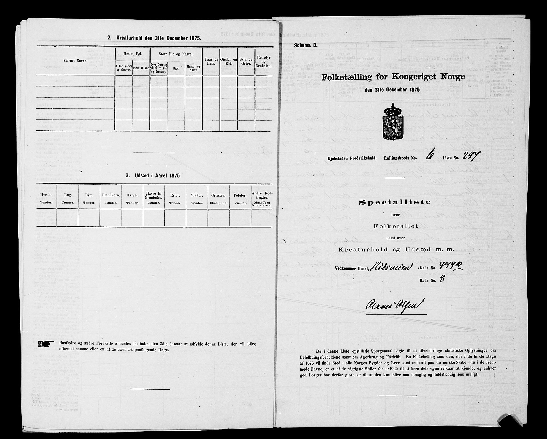RA, 1875 census for 0101P Fredrikshald, 1875, p. 687