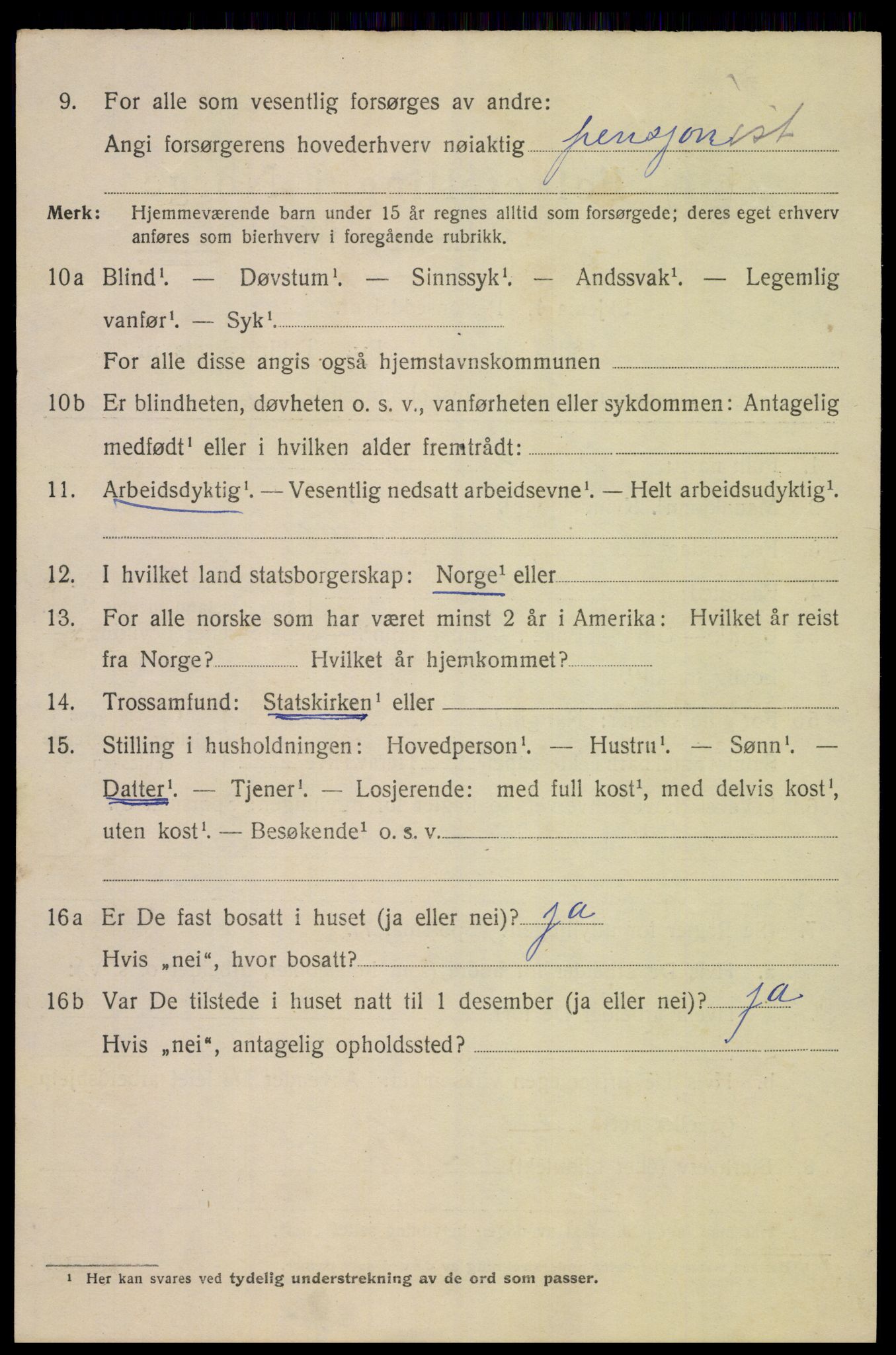 SAK, 1920 census for Mandal, 1920, p. 9140